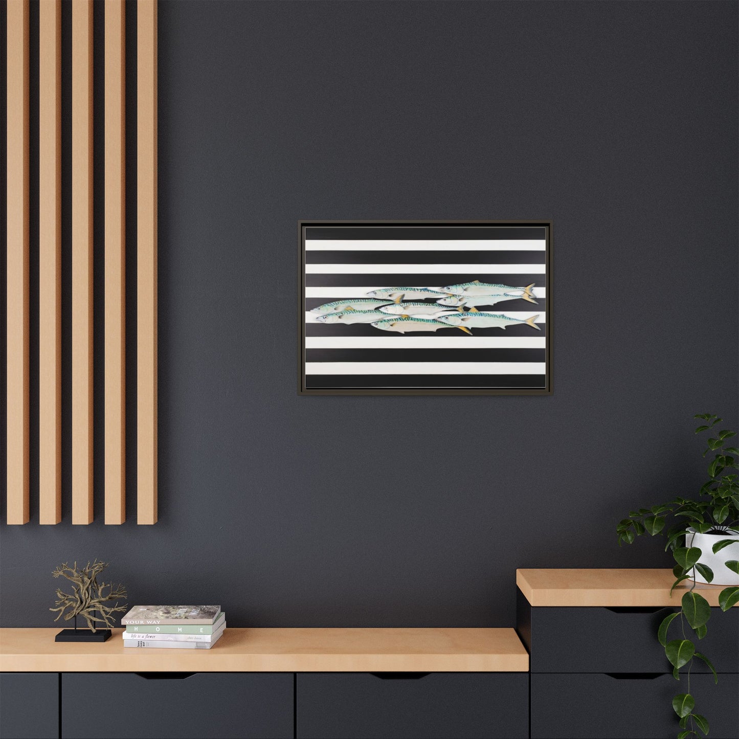 Striped Mackerel Canvas Print — Framed Matte Fish Wall Art