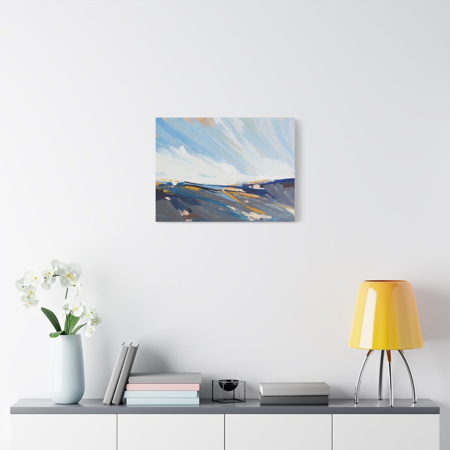 Abstract Coastal Landscape Canvas Print — Blue Sky Seascape Wall Art