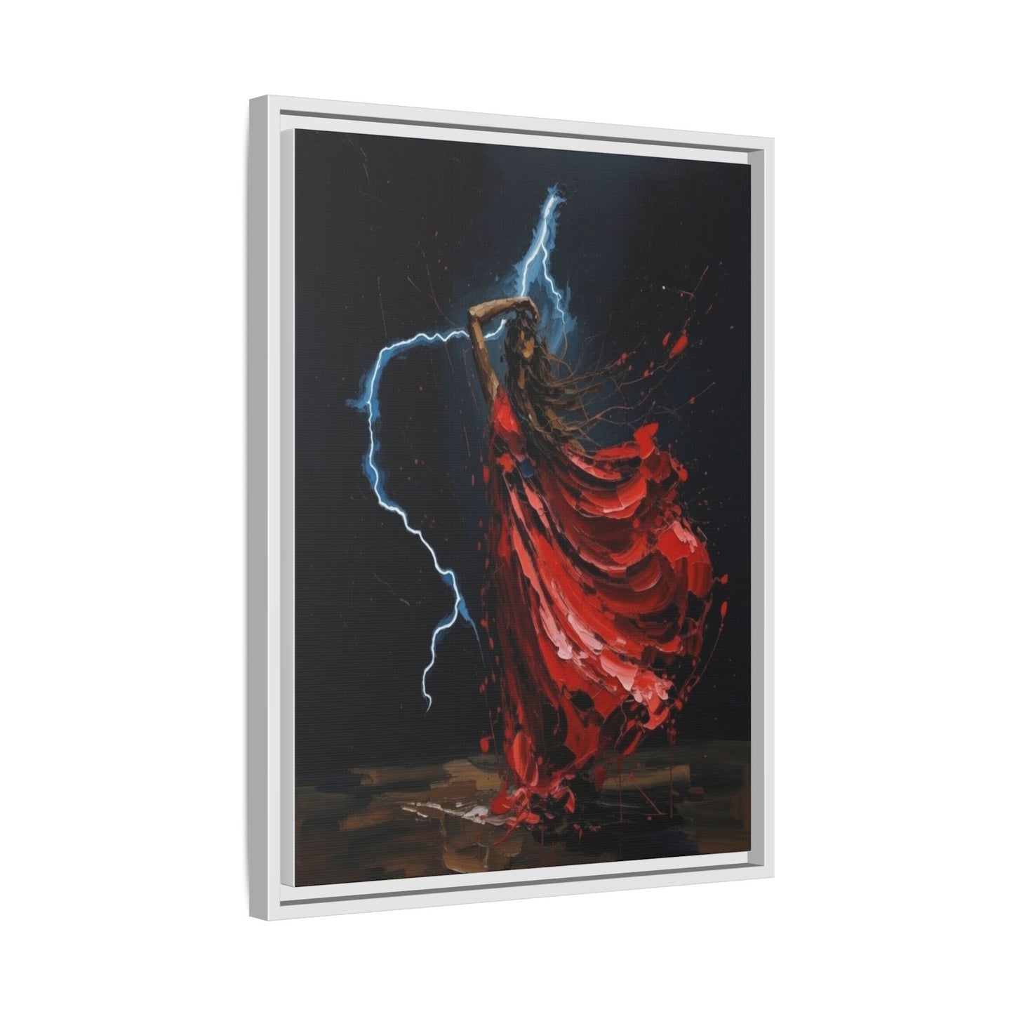 Framed Matte Canvas Print — Red Dancer Lightning Art
