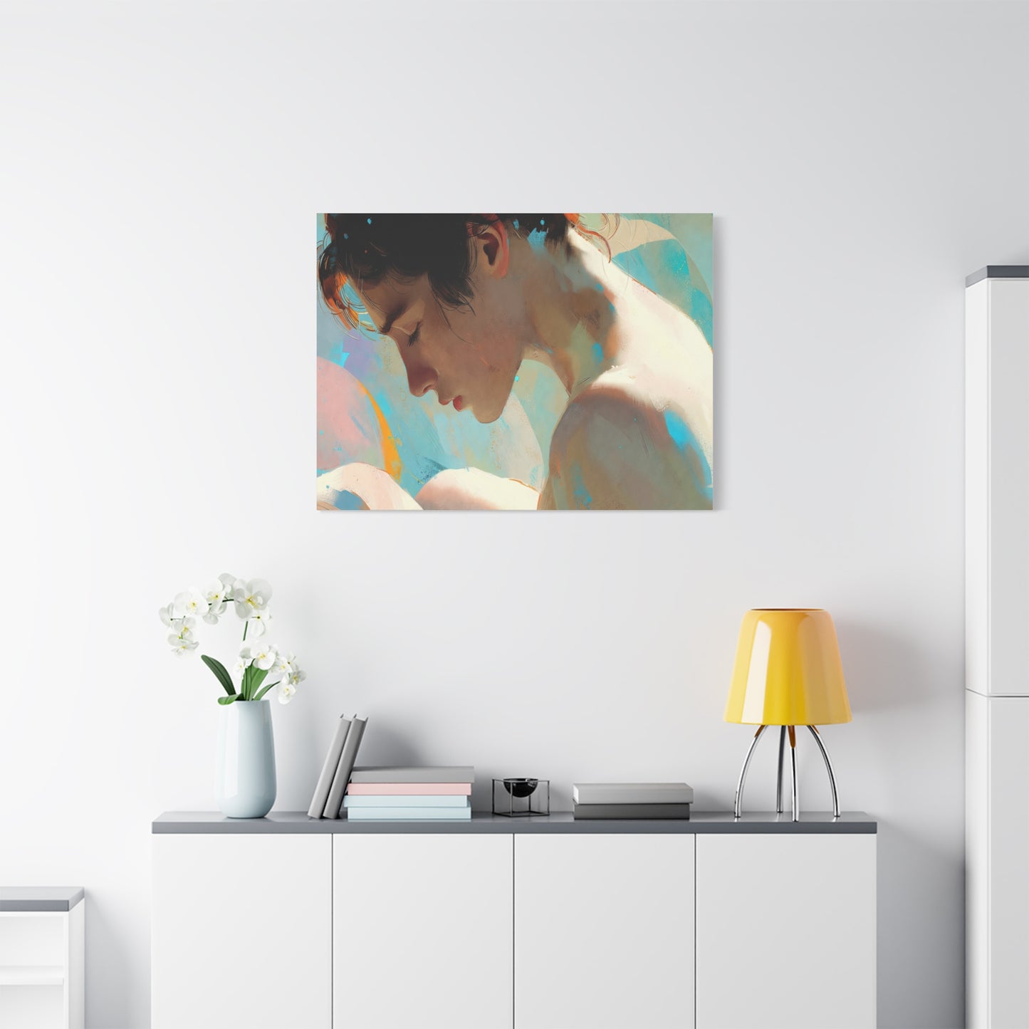 Dreamy Portrait Matte Canvas Print — Serene Female Profile Wall Art, Stretched 1.25"
