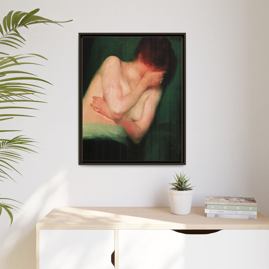 Female Nude by János Vaszary Framed Matte Canvas Wall Art Print
