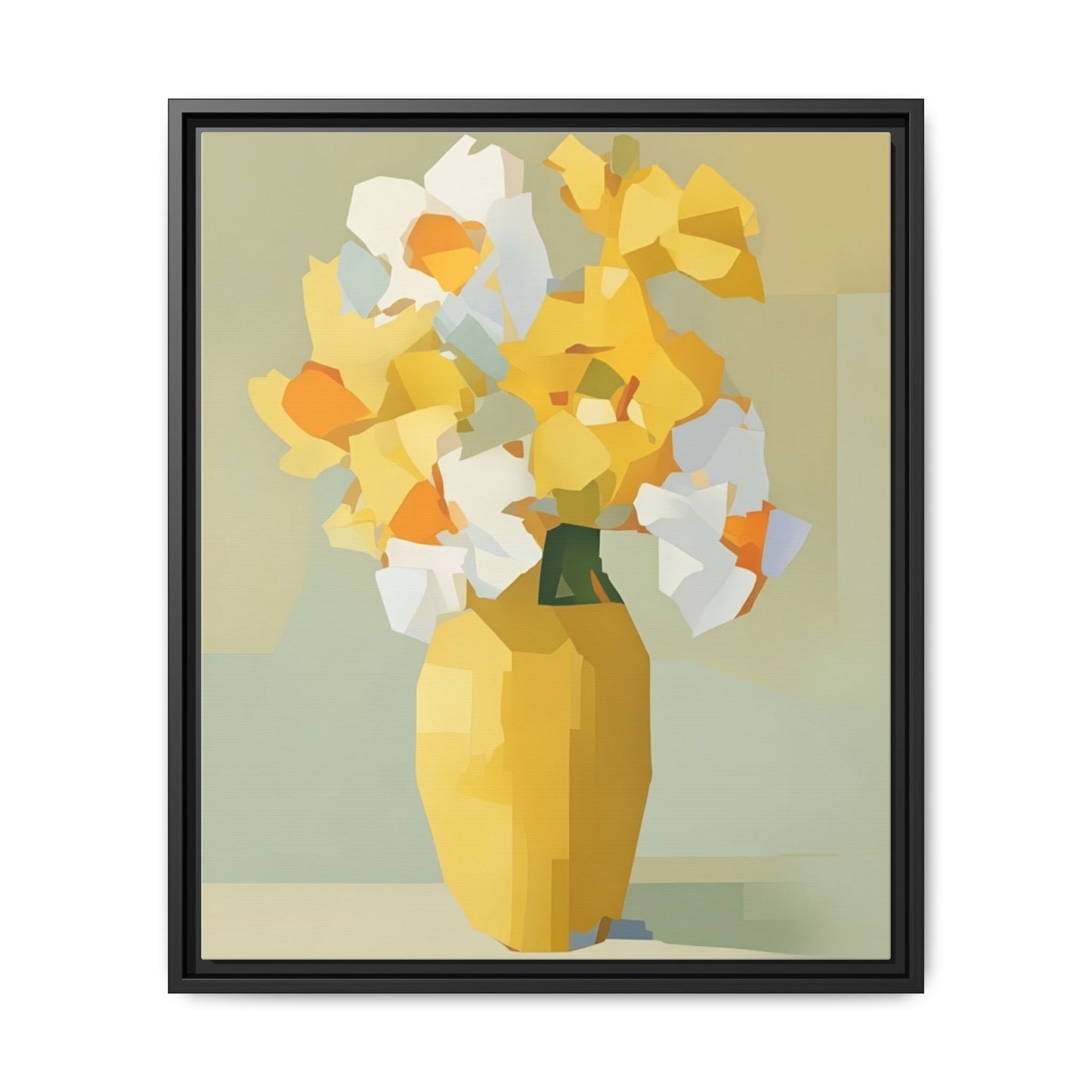 Framed Floral Canvas Print — Yellow Vase Bouquet Wall Art