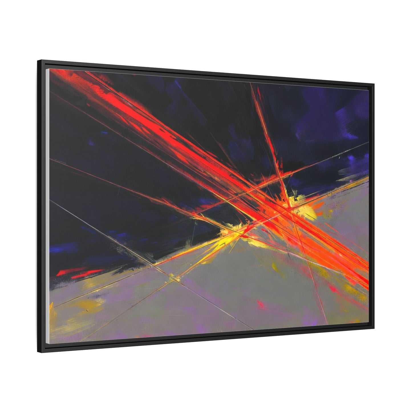 Abstract Red Streaks Framed Matte Canvas Art — Modern Multi‑Color Wall Decor