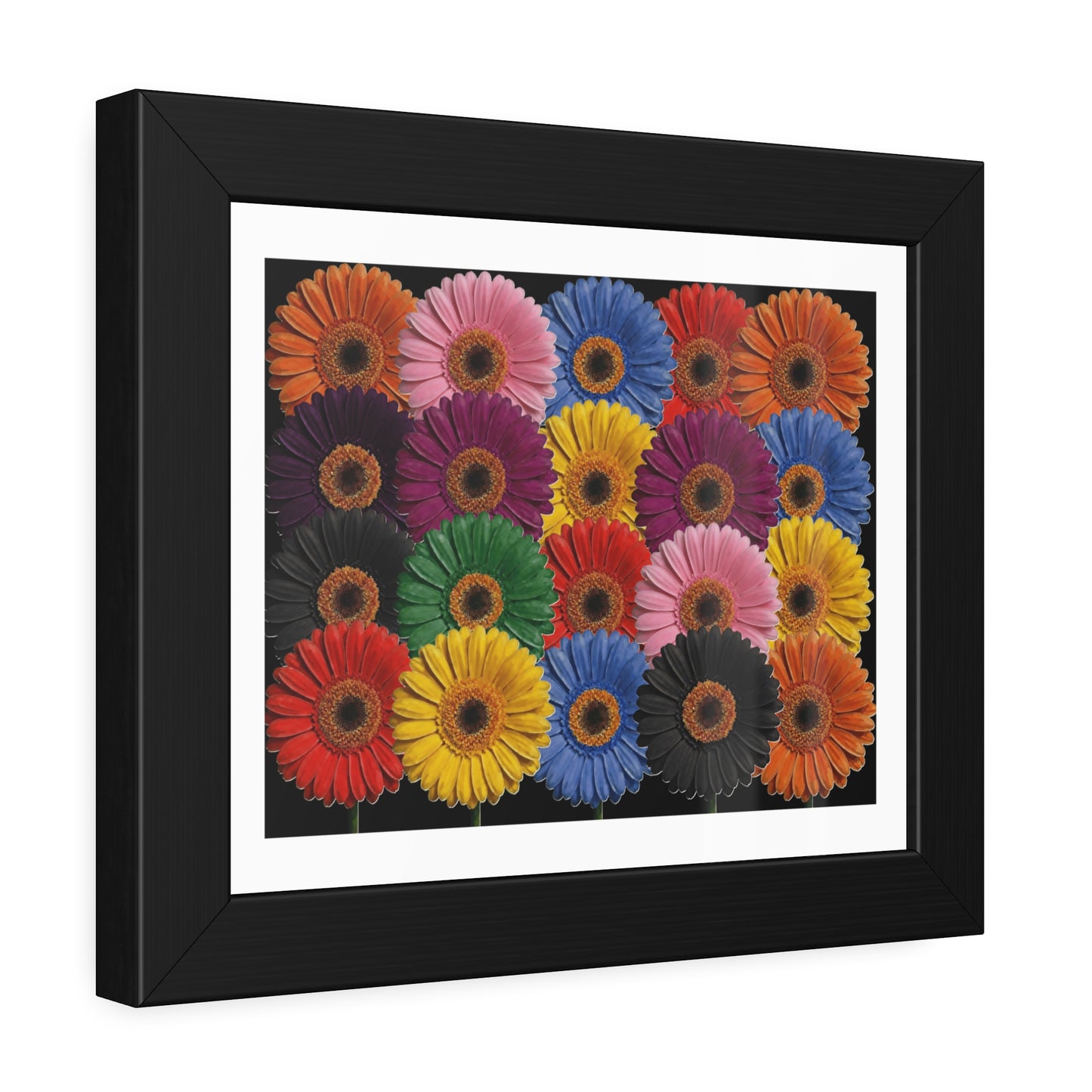 Framed Floral Poster — Colorful Gerbera Wall Art Print