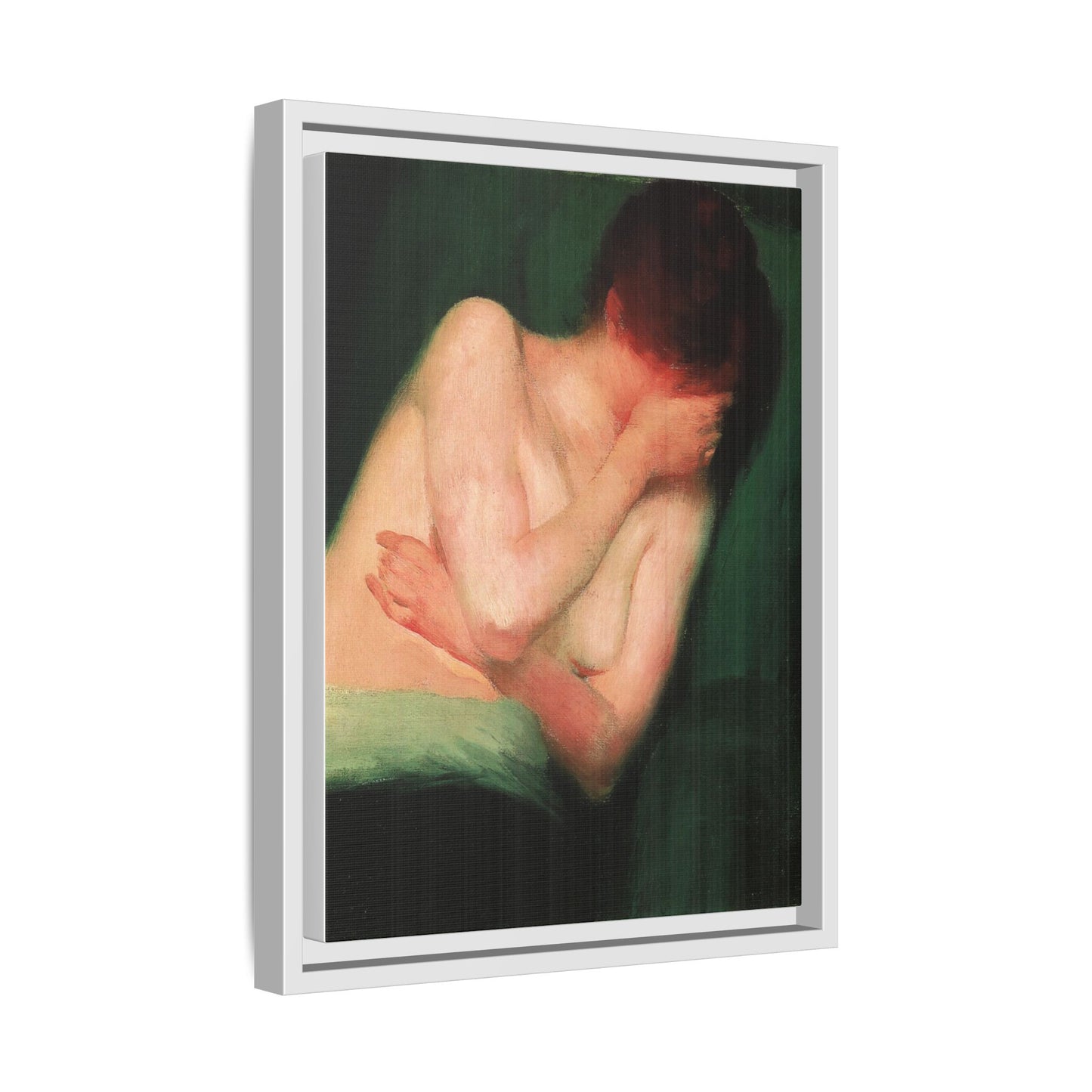 Female Nude by János Vaszary Framed Matte Canvas Wall Art Print