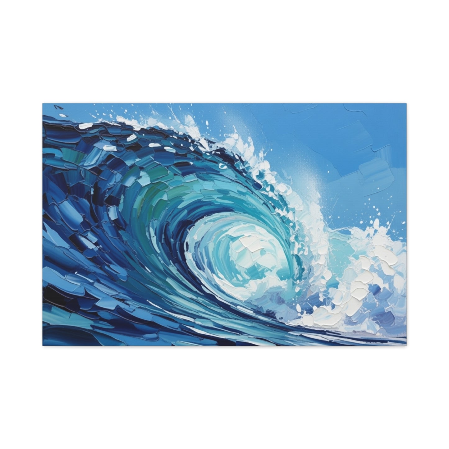 Ocean Wave Matte Canvas Wall Art — Blue Surf Wave Painting, Stretched 1.25"
