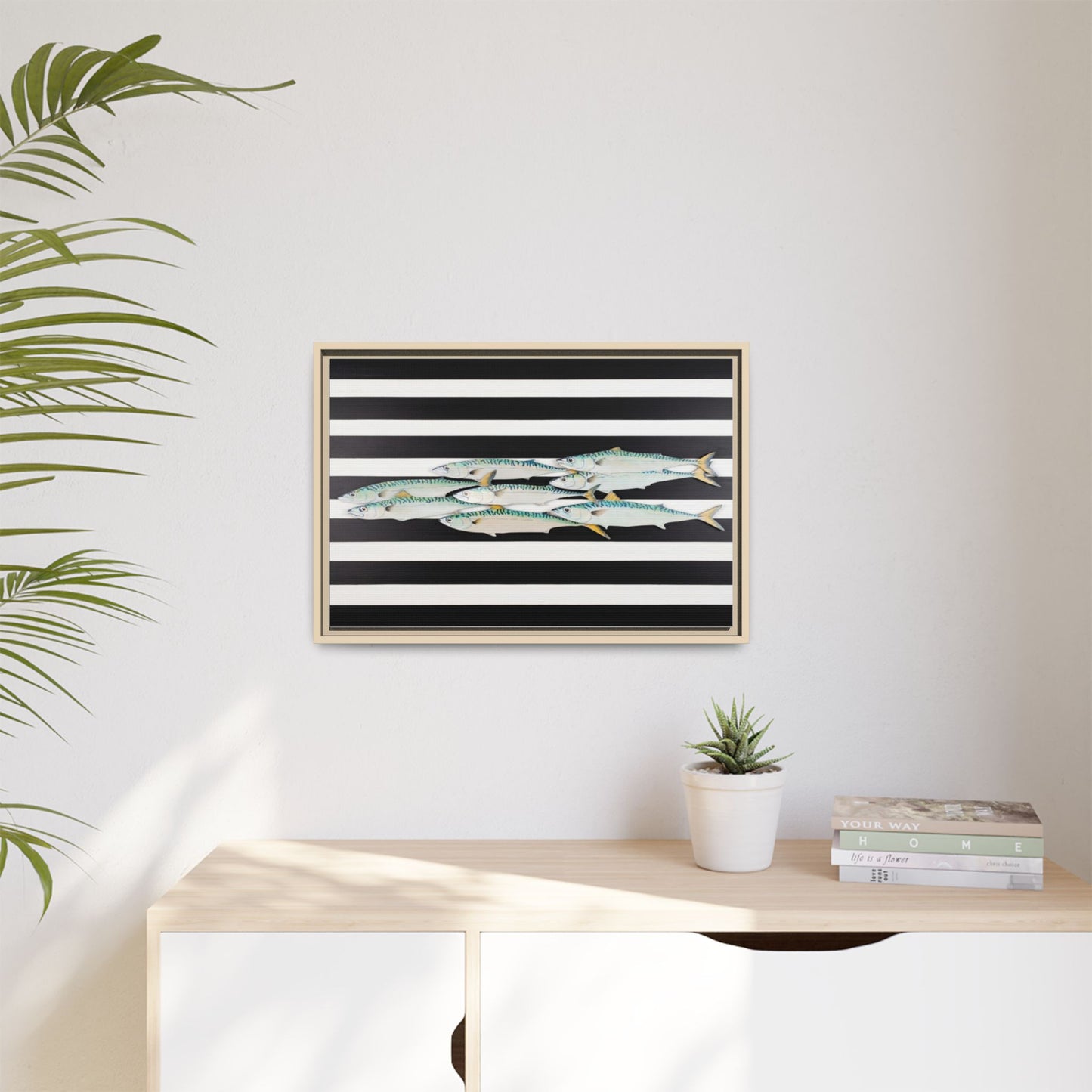 Striped Mackerel Canvas Print — Framed Matte Fish Wall Art