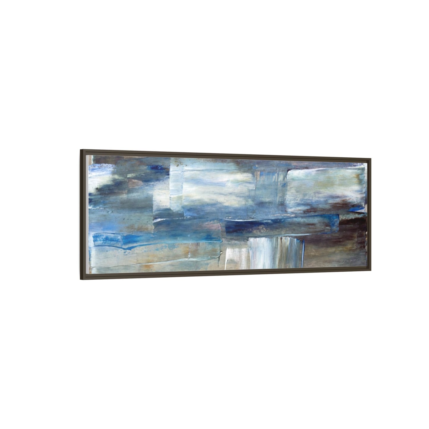 Abstract Blue Coastal Matte Canvas Framed Wall Art