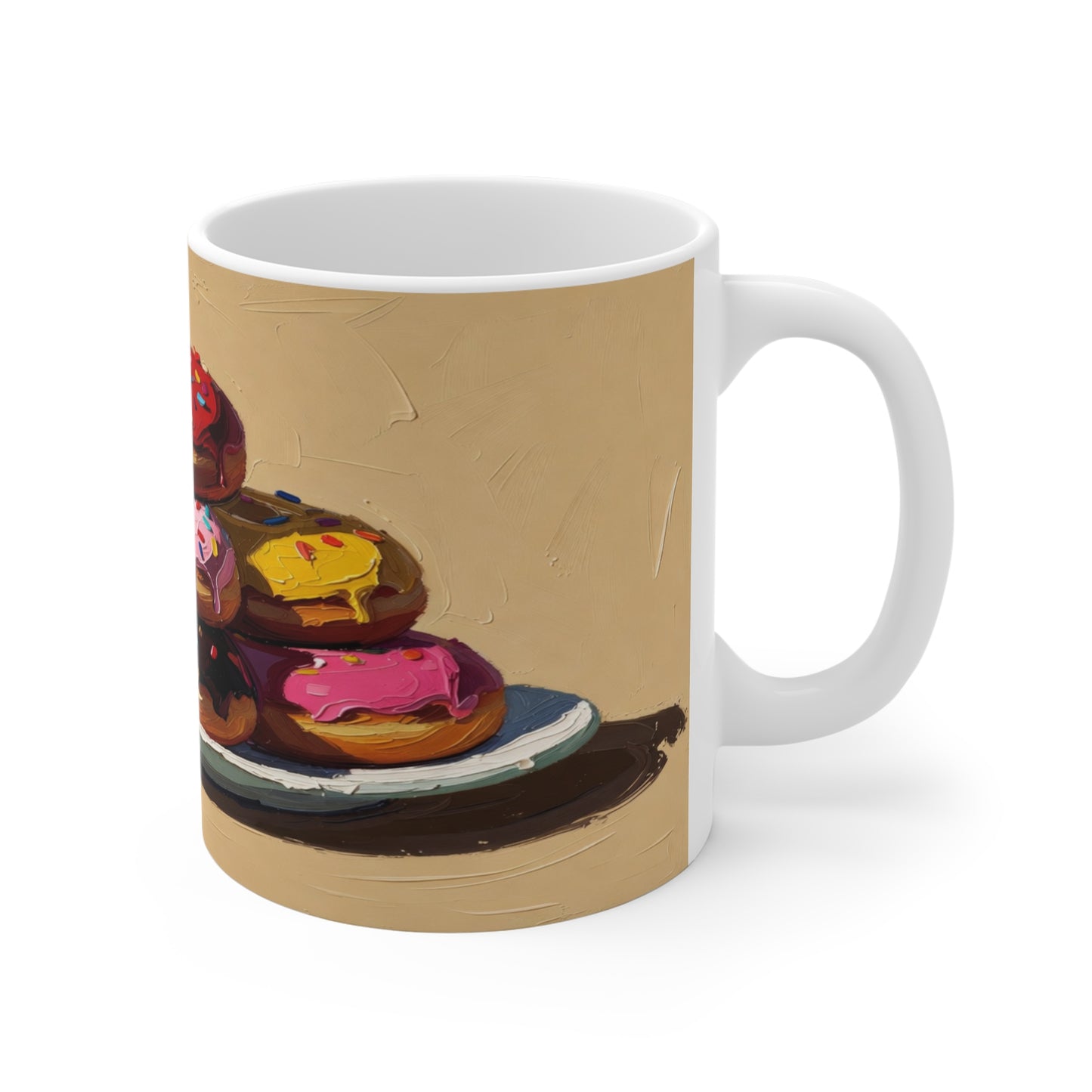 Donut Stack Coffee Mug — Colorful Sprinkles Dessert Ceramic Mug