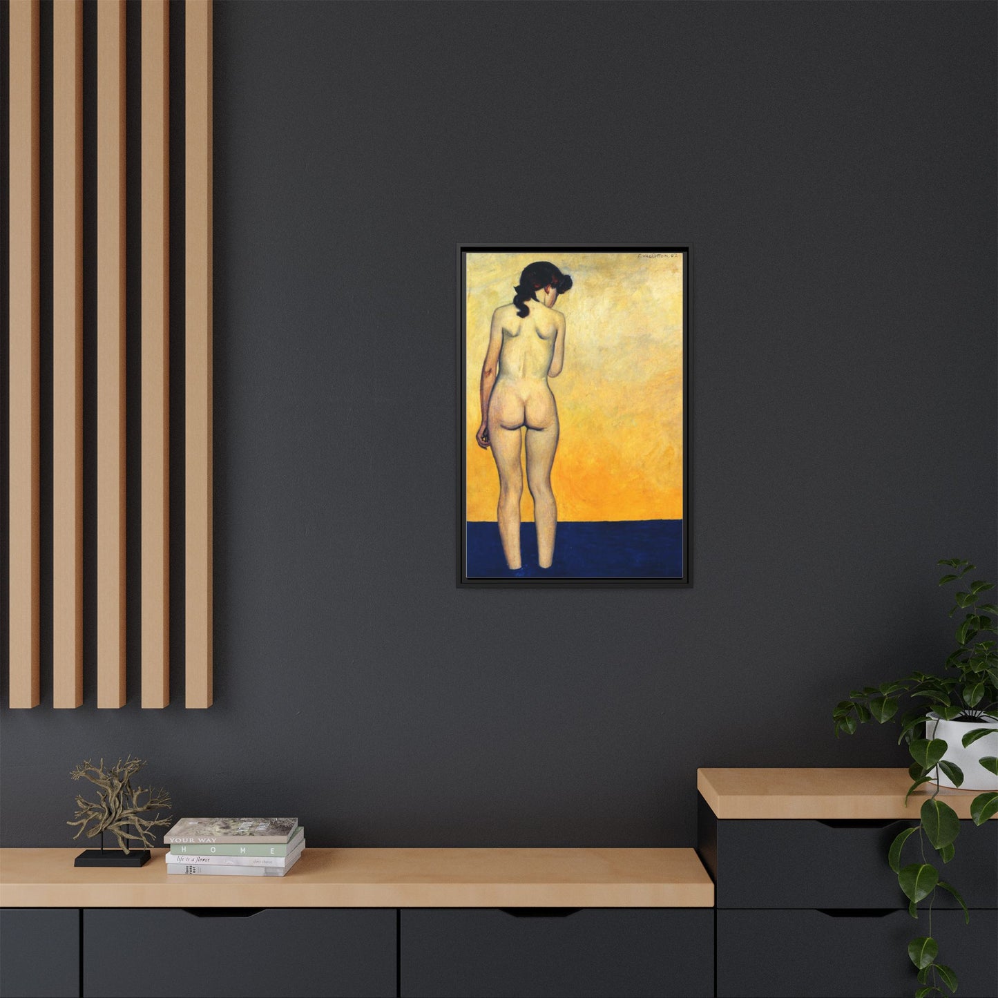 Adolescente entrant dans l'eau by Félix Vallotton Framed Matte Canvas Wall Art Print