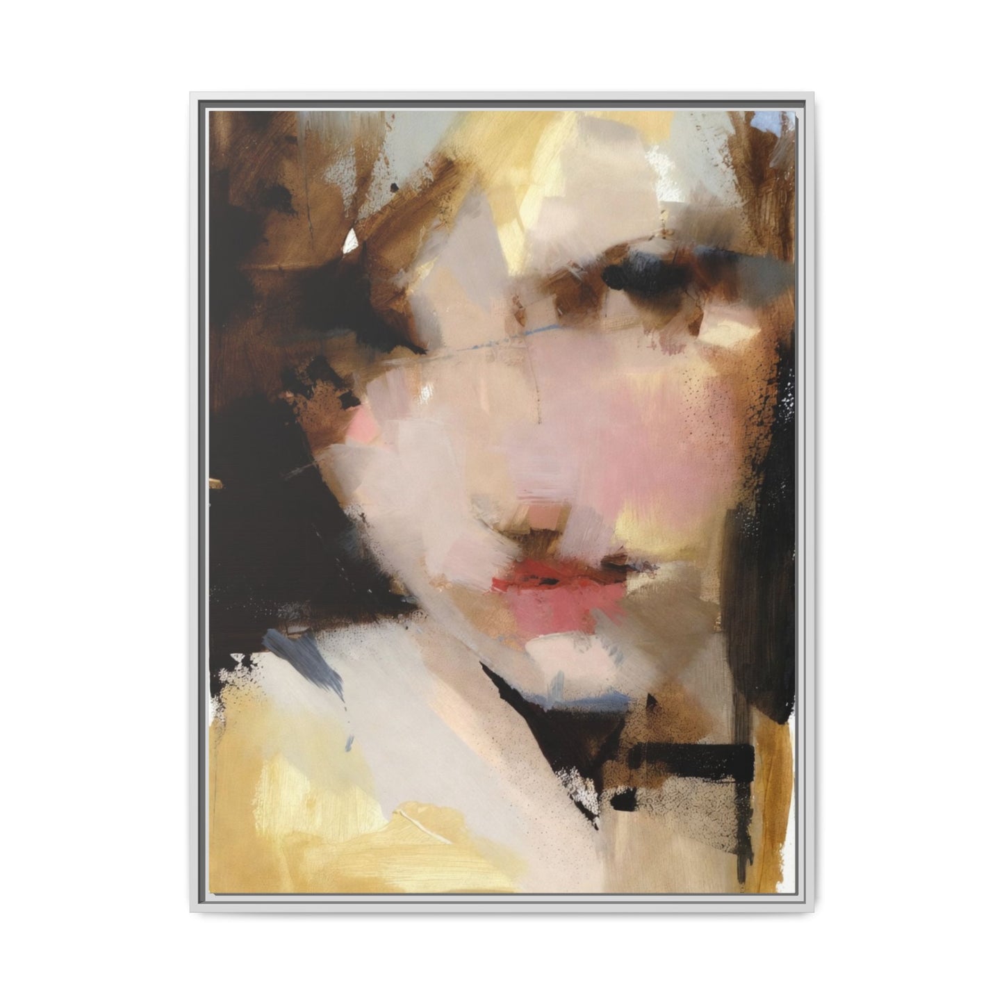 Abstract Portrait Matte Canvas Framed Print — Modern Feminine Wall Art