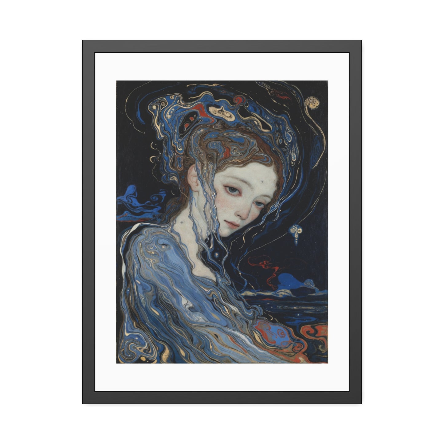Framed Art Print — Dreamy Blue Portrait Poster
