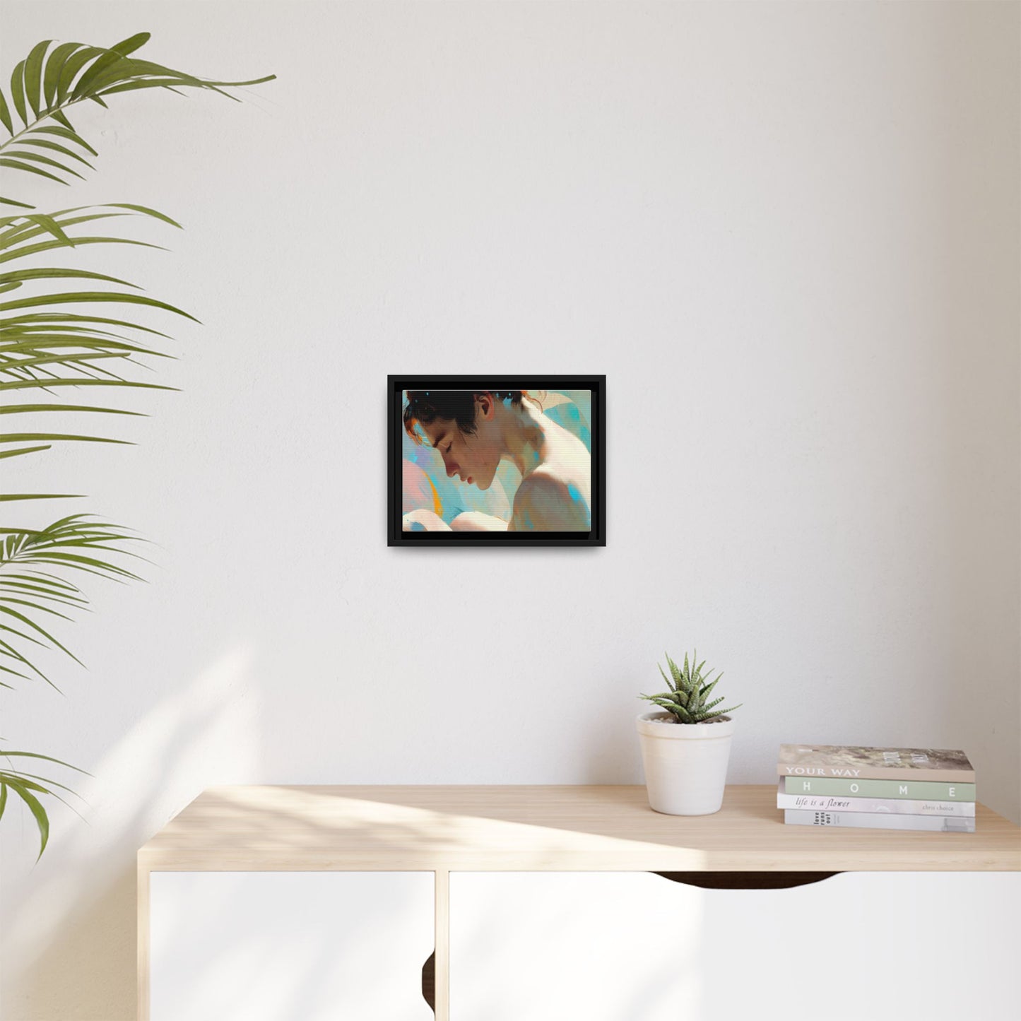 Framed Matte Canvas Print — Dreamy Portrait Art (Multi‑Color)