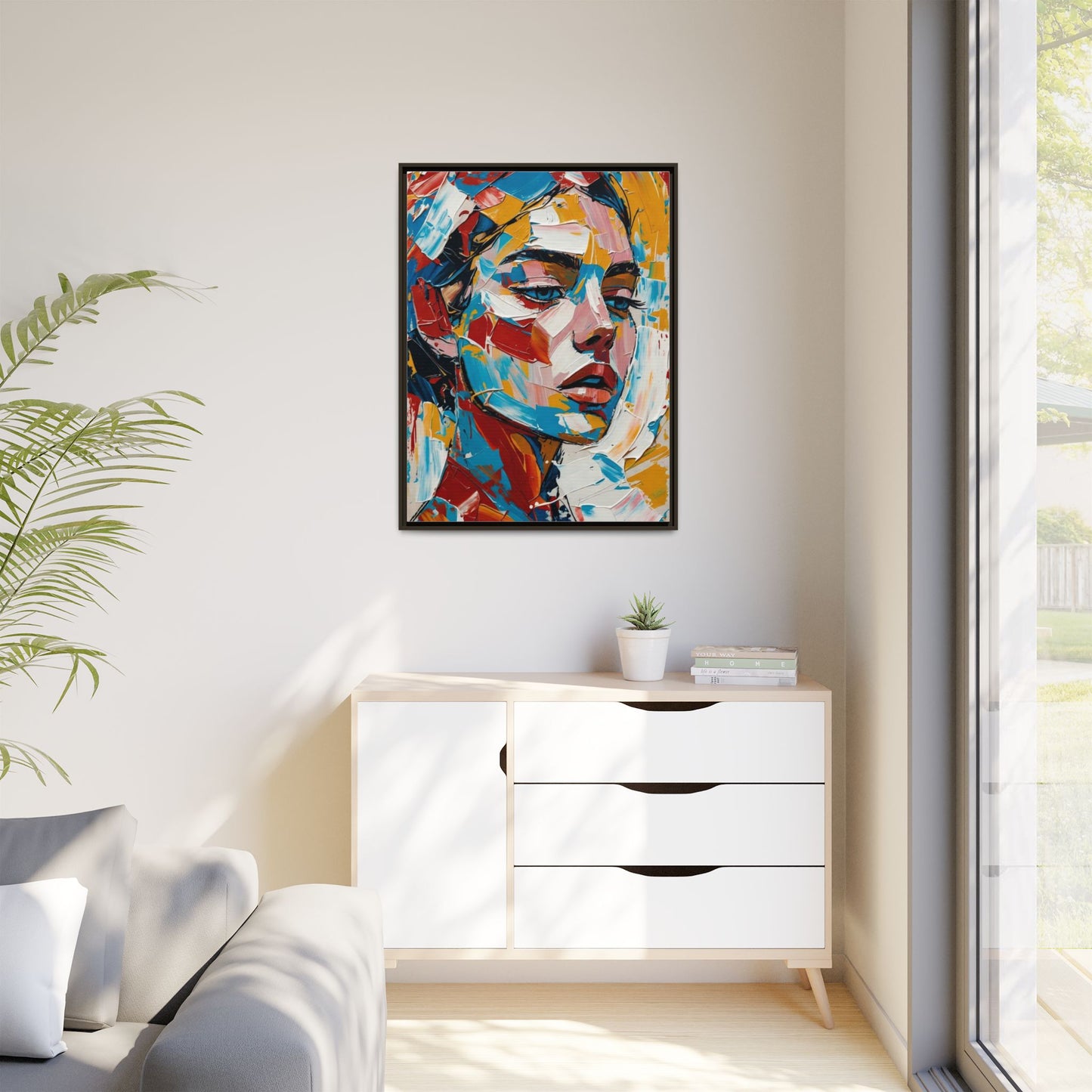 Colorful Abstract Portrait Framed Canvas Print