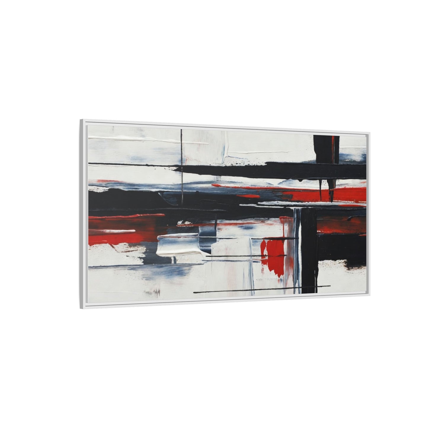 Abstract Red & Black Framed Canvas Art — Modern Matte Wall Painting