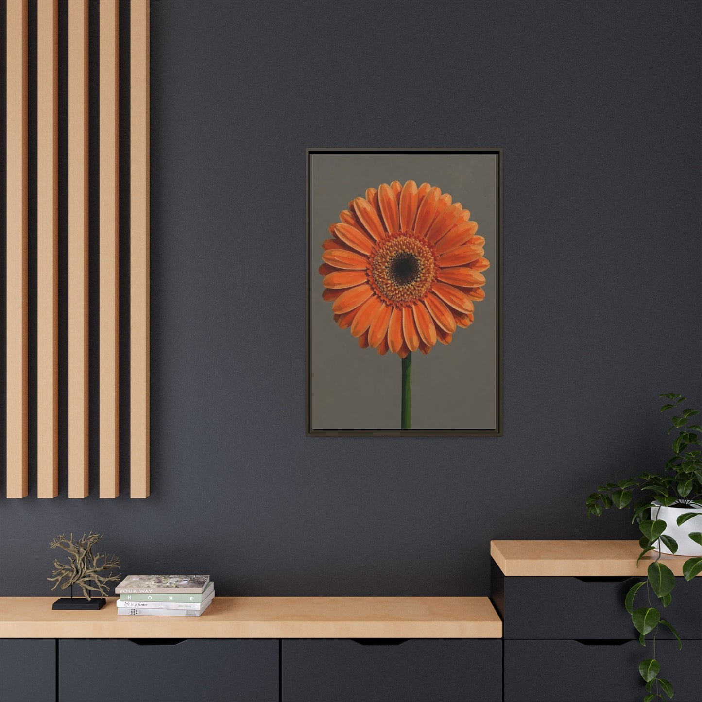 Orange Gerbera Daisy Matte Canvas Print (Framed)