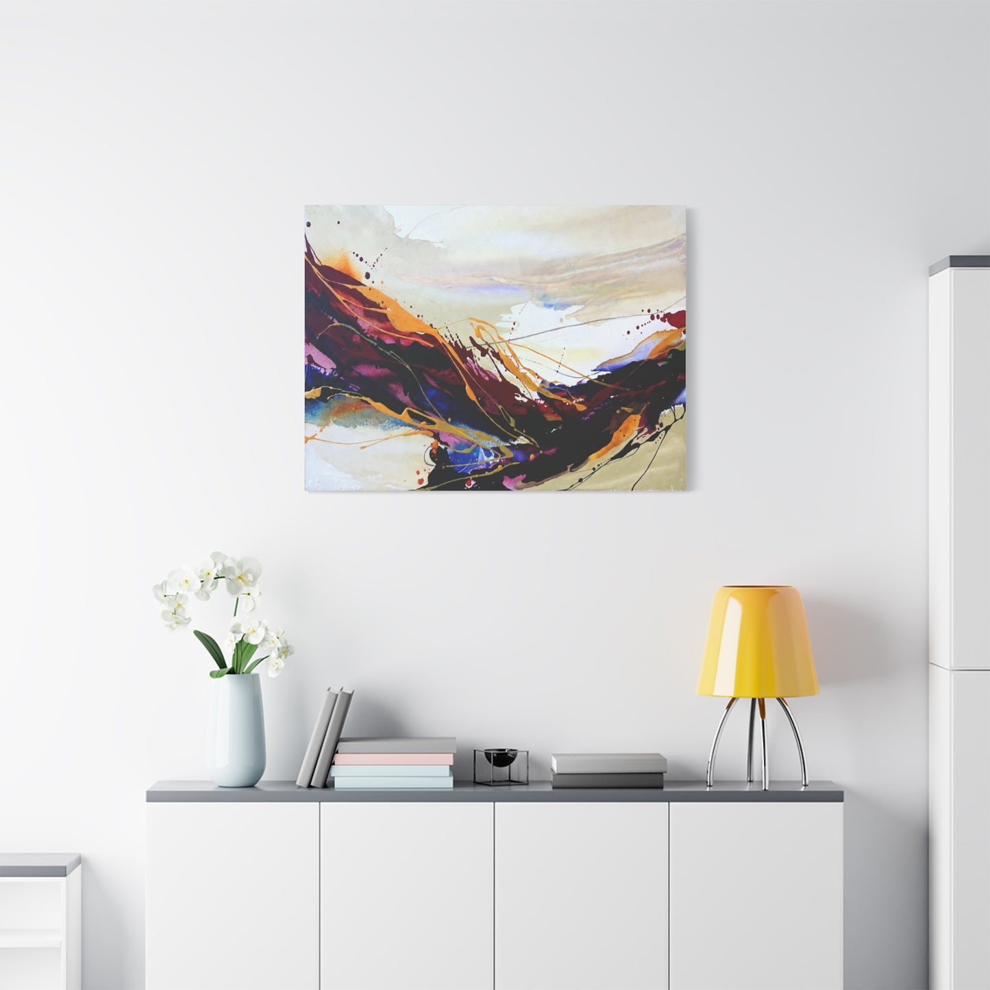 Abstract Color Flow Matte Stretched Canvas – Vibrant Modern Wall Art