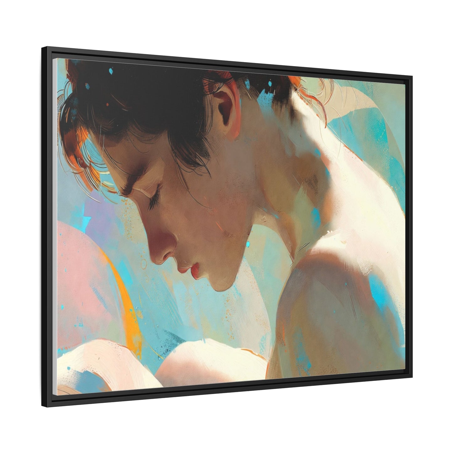 Framed Matte Canvas Print — Dreamy Portrait Art (Multi‑Color)