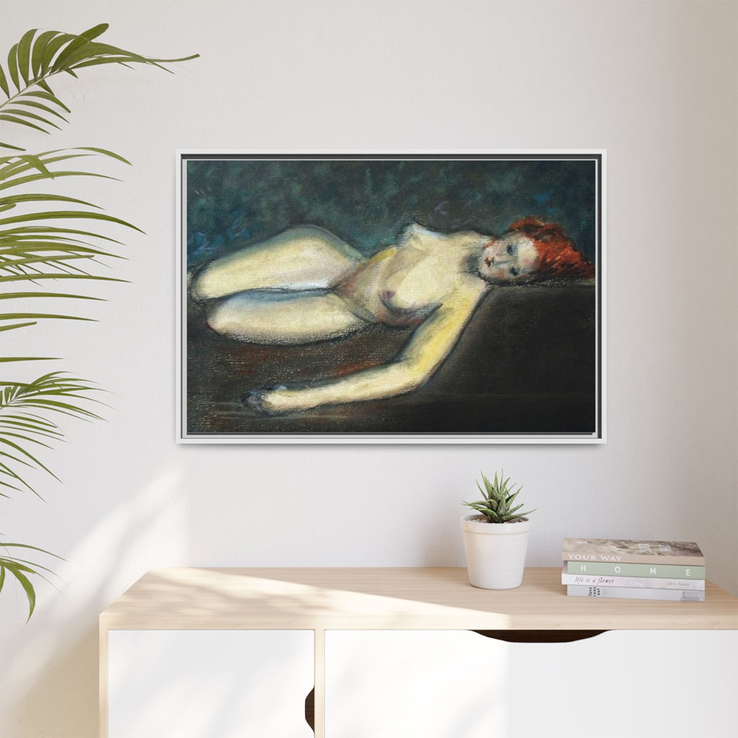 Lying nude by Paul Gosselin Framed Matte Canvas Wall Art Print