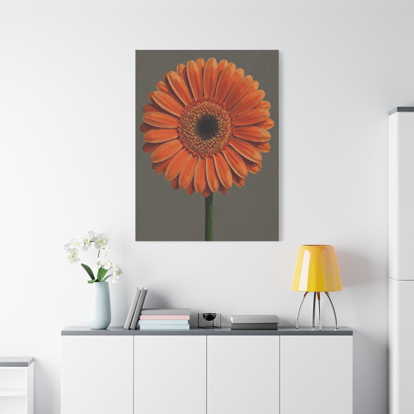 Orange Gerbera Flower Matte Canvas Print — Stretched Wall Art