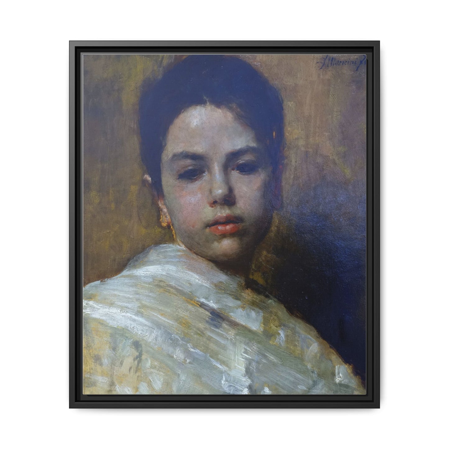 Carminella by Antonio Mancini Framed Matte Canvas Art Print
