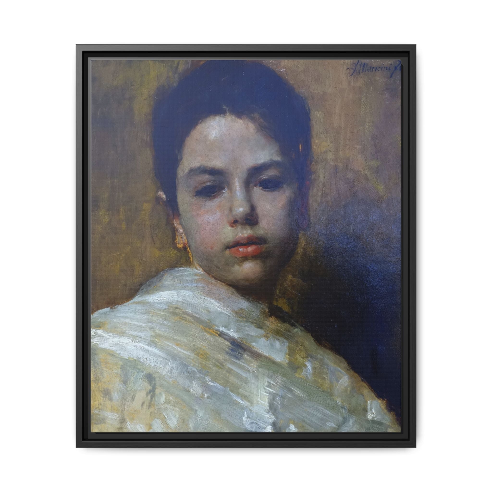 Carminella by Antonio Mancini Framed Matte Canvas Art Print