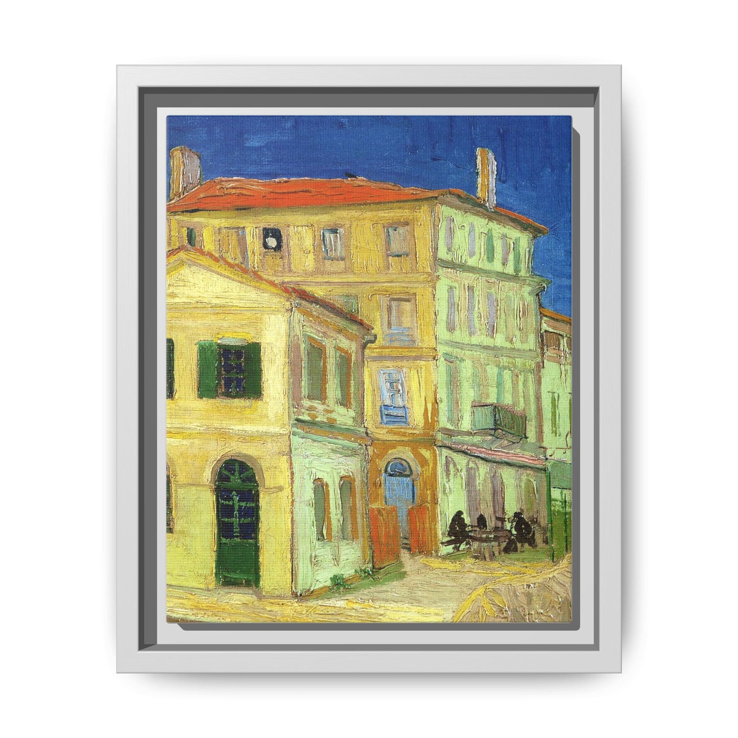Mediterranean Street Scene Matte Canvas Framed Wall Art