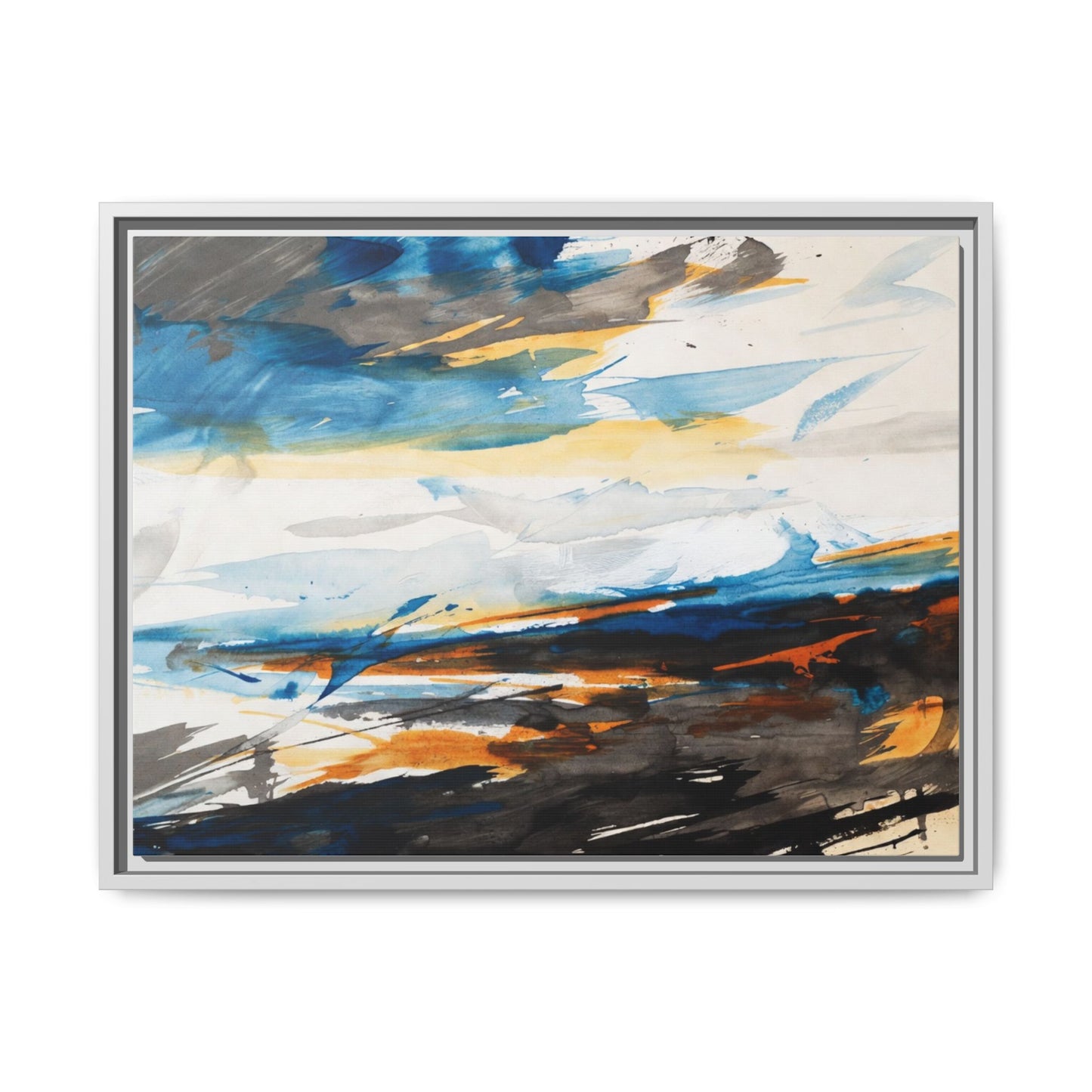 Abstract Coastal Waves Matte Canvas Framed Wall Art