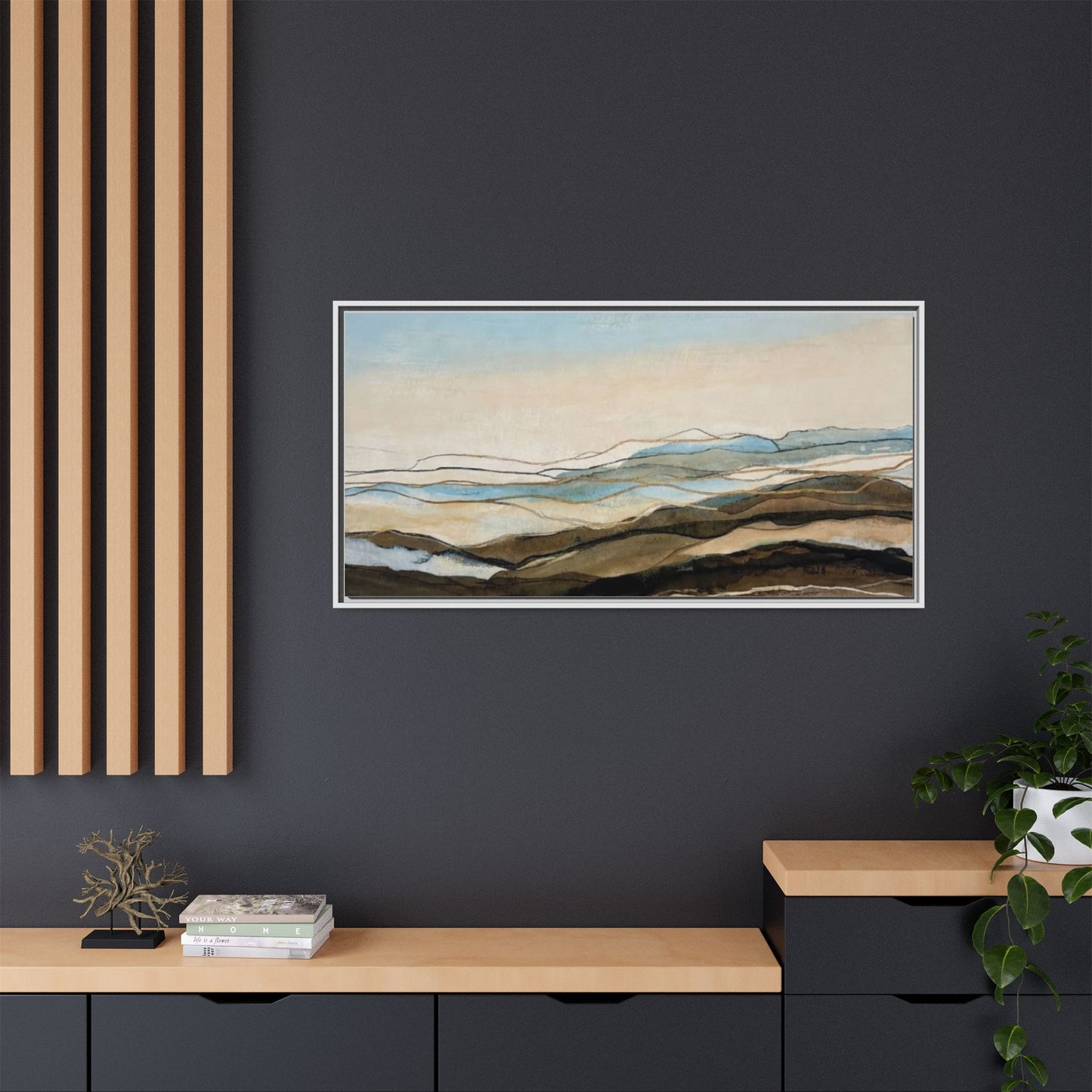 Framed Matte Canvas Print — Abstract Coastal Landscape Wall Art