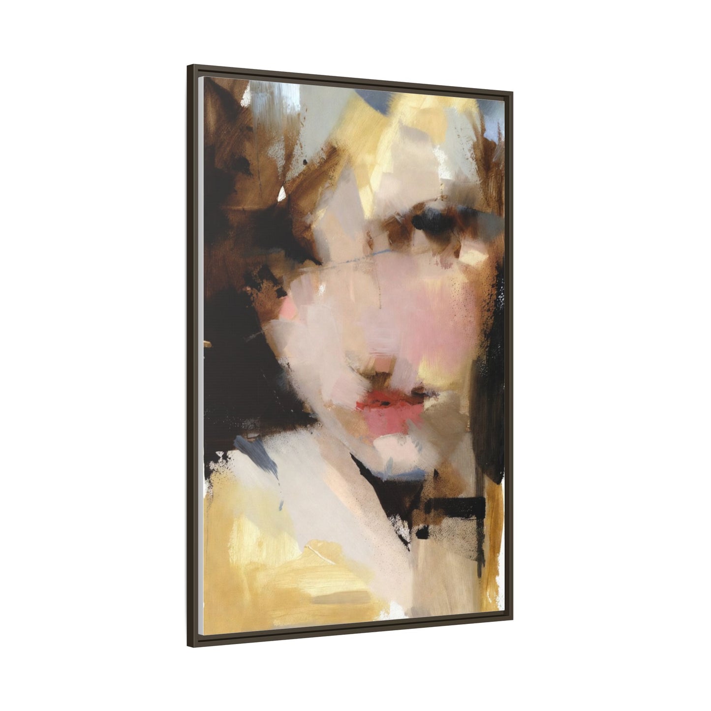 Abstract Portrait Matte Canvas Framed Print — Modern Feminine Wall Art