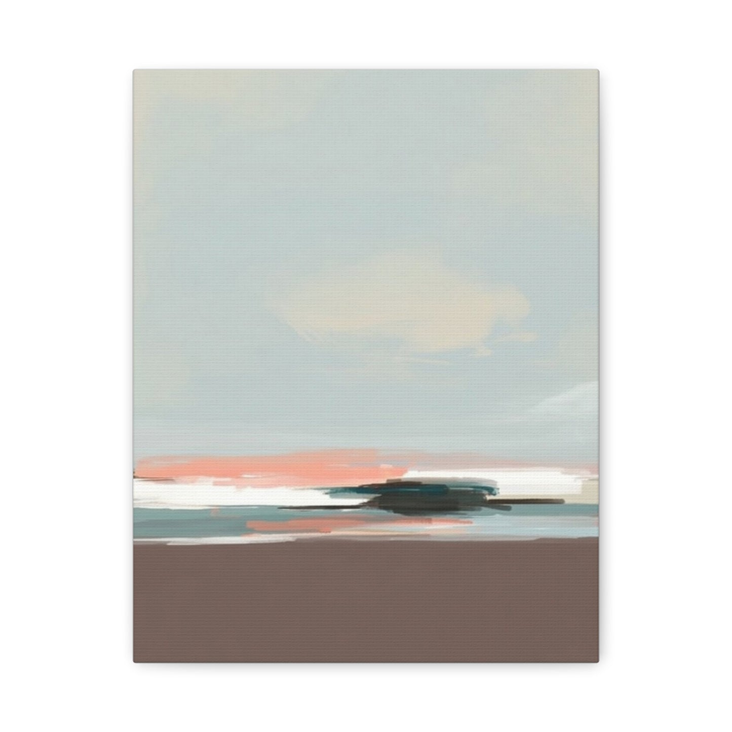 Coastal Abstract Canvas Art – Soft Pastel Seascape Matte Stretched Canvas
