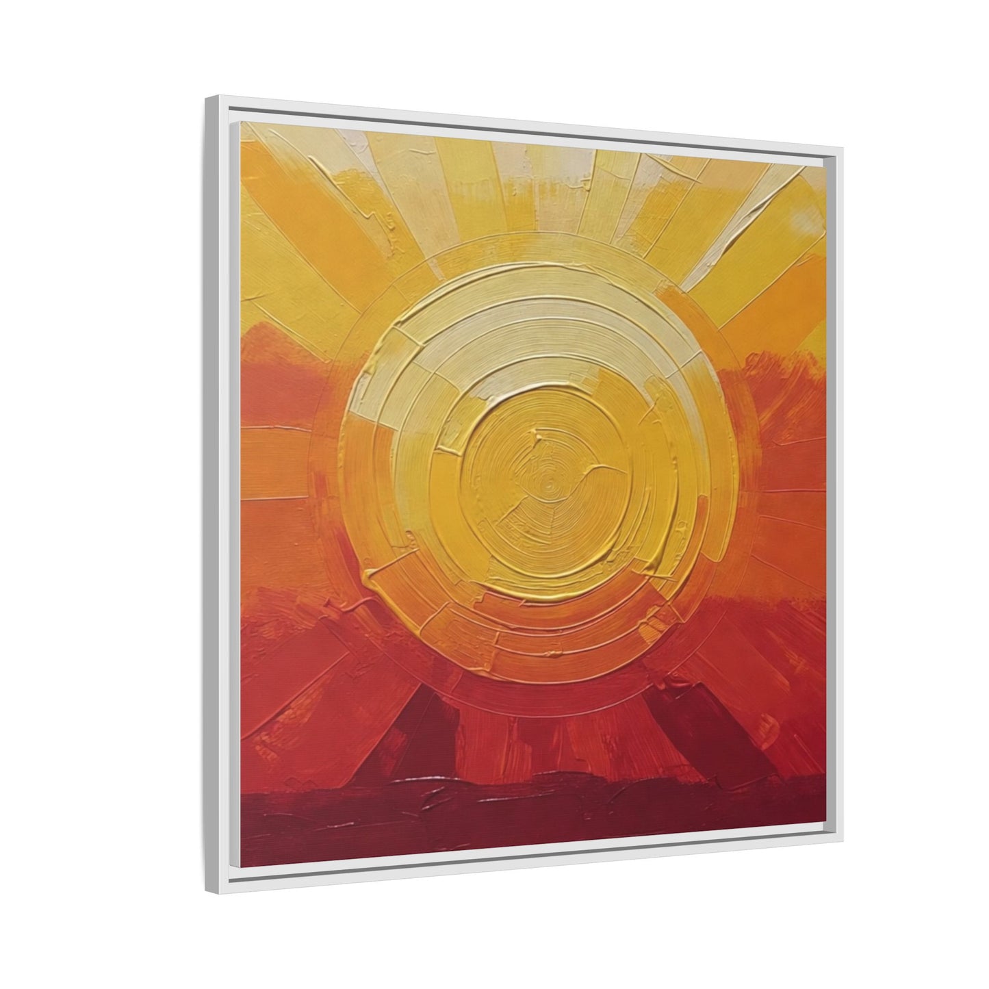 Sunburst Abstract Framed Canvas Art — Matte Multi‑Color Wall Print
