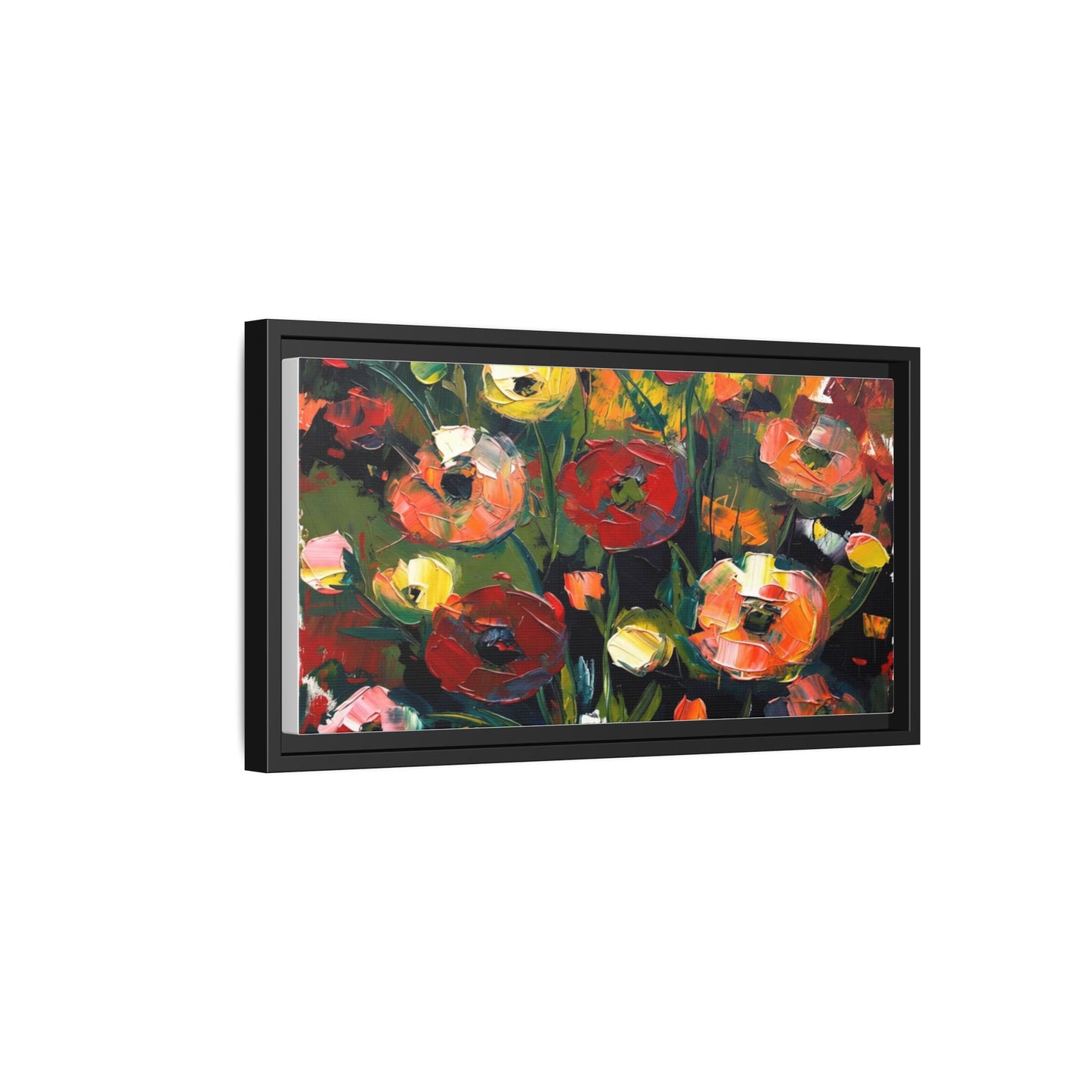 Framed Floral Canvas Print — Vibrant Abstract Poppies Wall Art