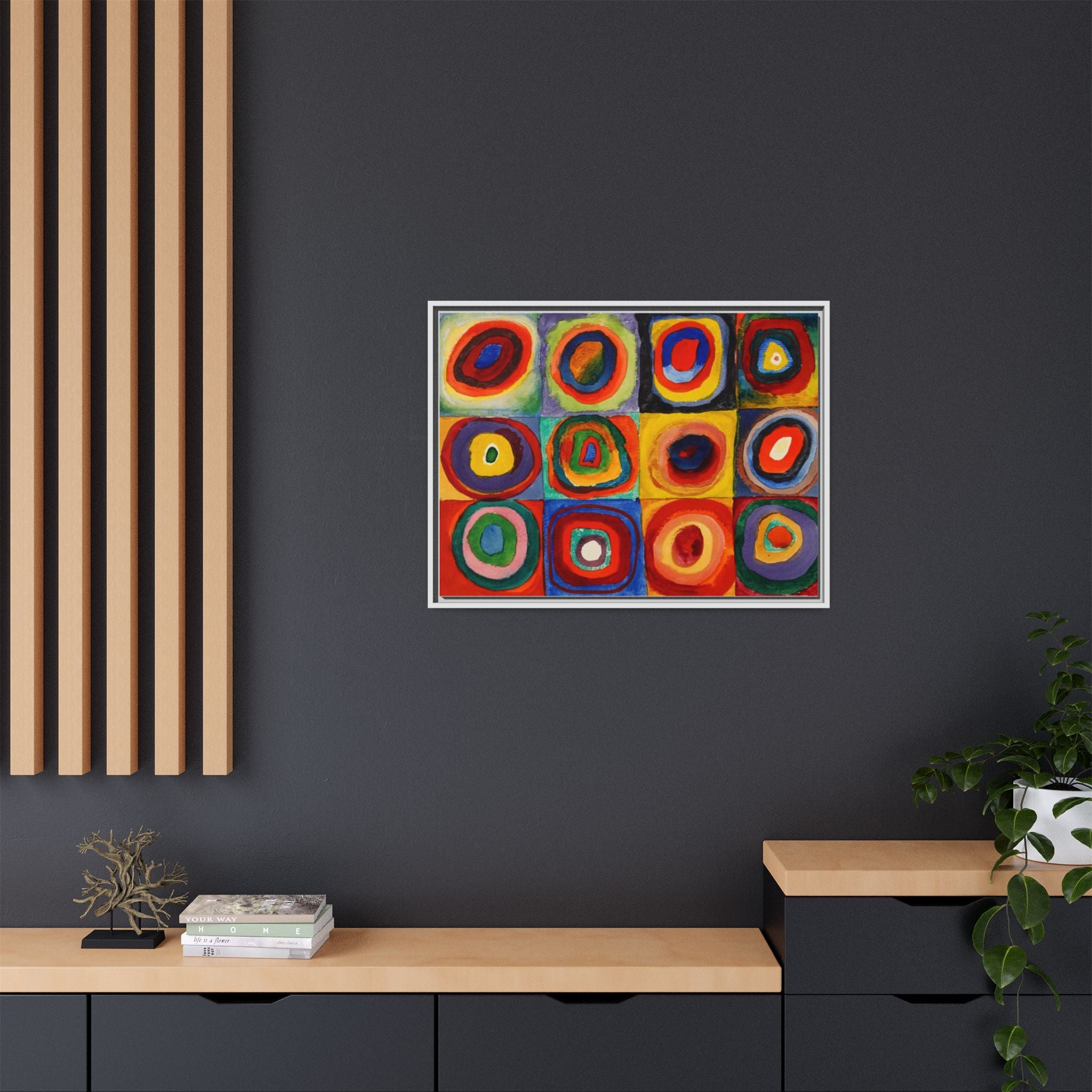 Colour Study, Squares with Concentric Circles by Vassily Kandinsky Framed Abstract Canvas Print