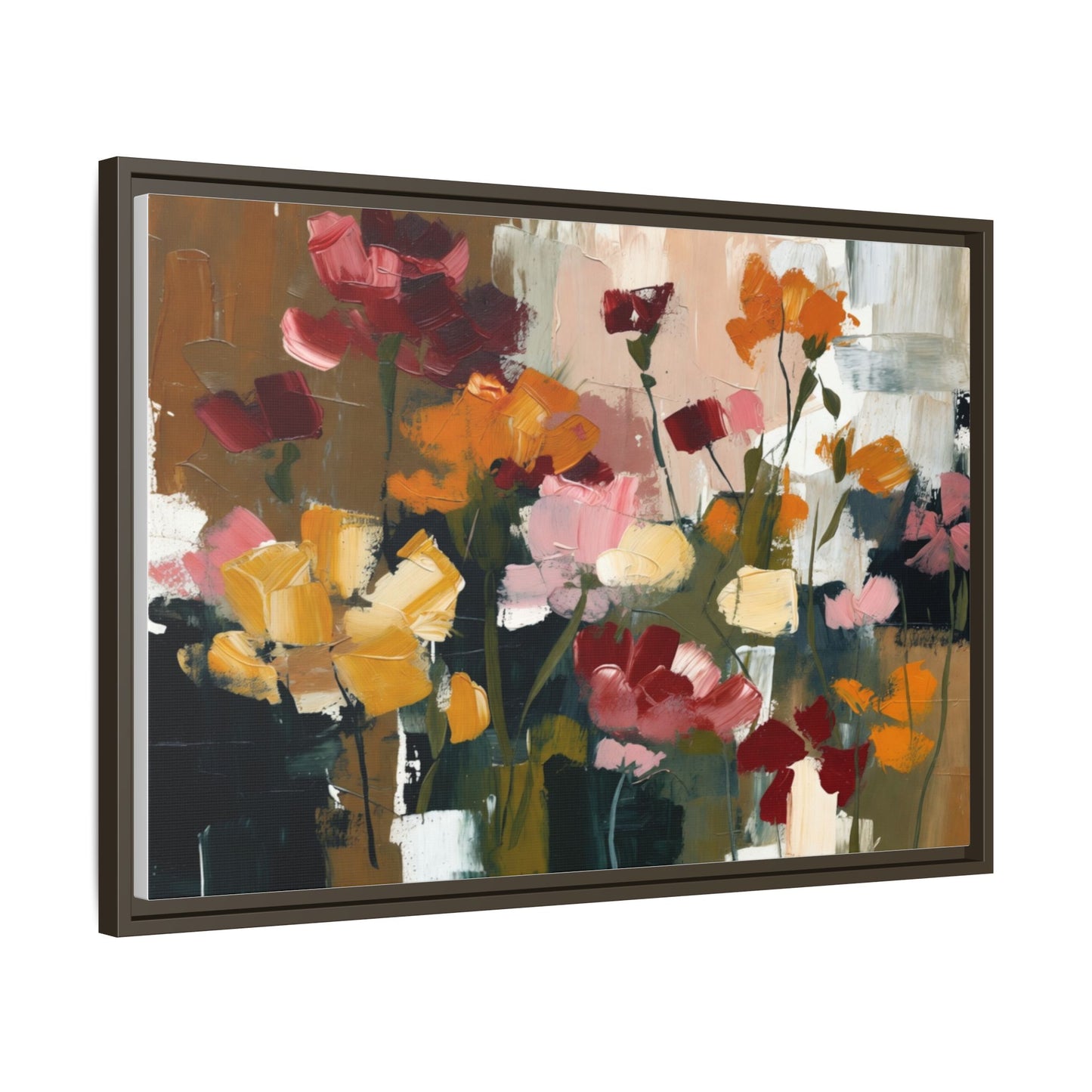Framed Matte Canvas Floral Abstract Wall Art