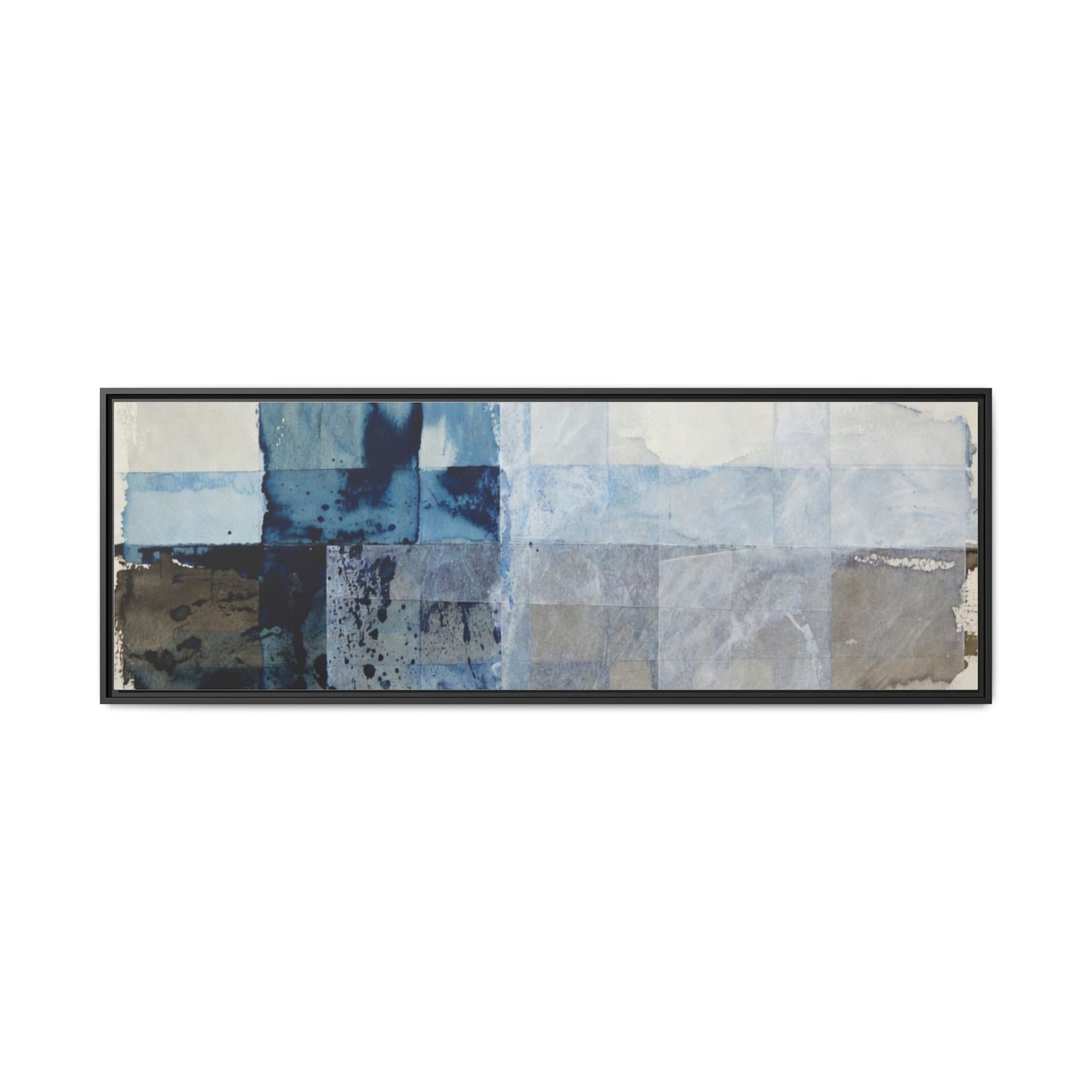 Abstract Coastal Blue Framed Canvas Art