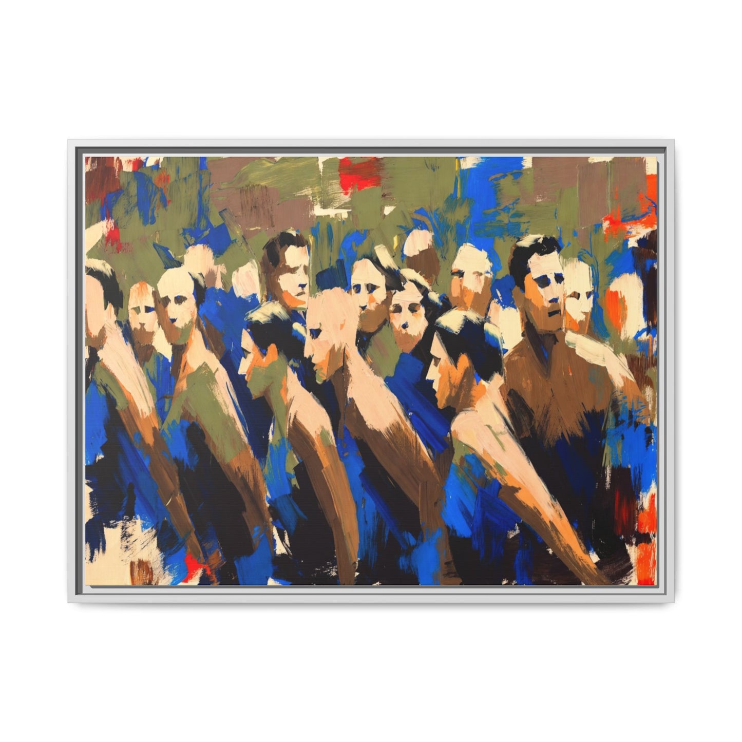 Abstract Crowd Matte Canvas Print — Framed Multi-Color Wall Art