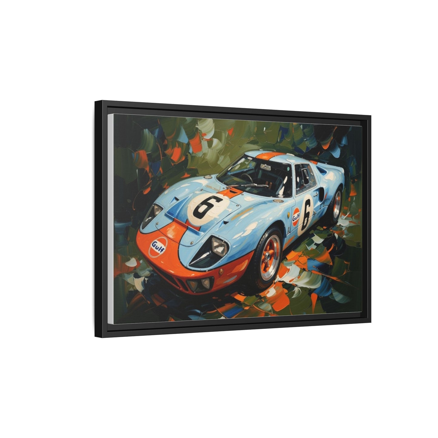 Gulf Racing GT40 Matte Framed Canvas — Vintage Sports Car Wall Art