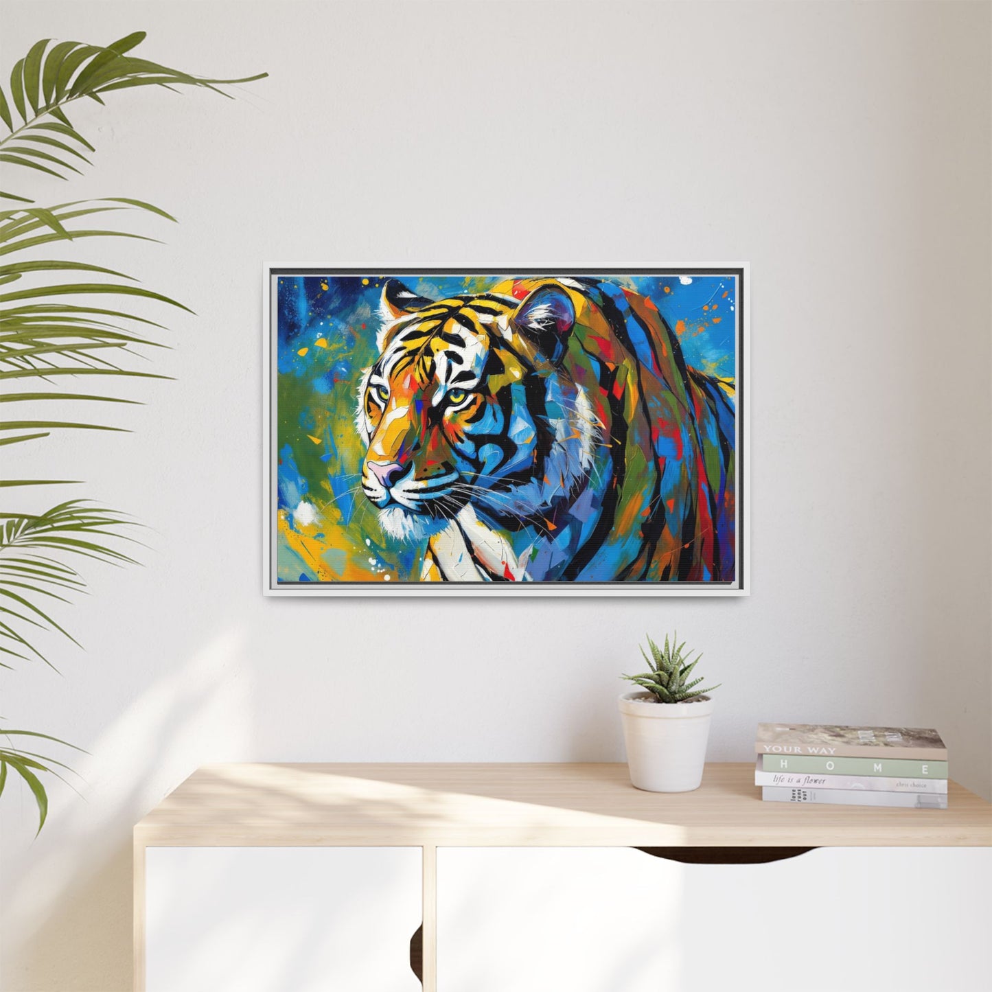 Colorful Tiger Matte Canvas Framed Art — Vibrant Wildlife Wall Decor