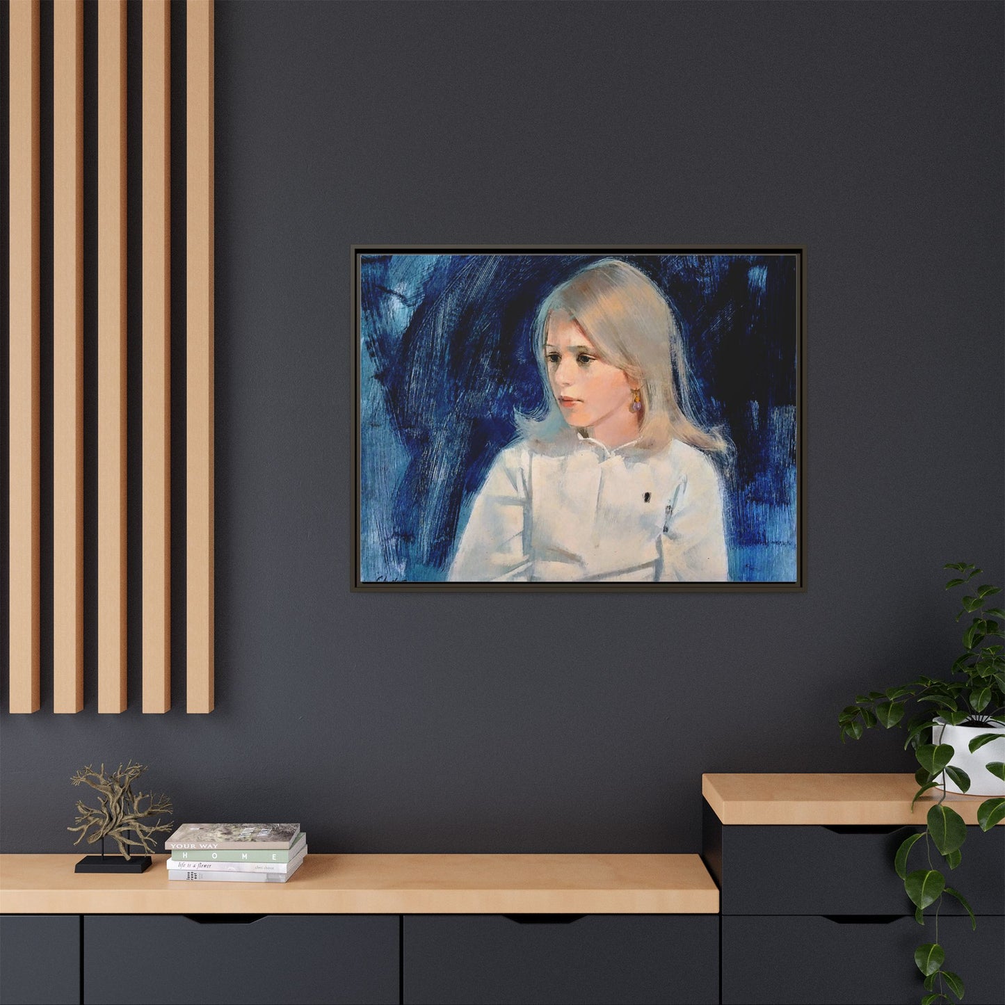 Painting of girl by Unknown Artist Framed Matte Canvas Classic Wall Art