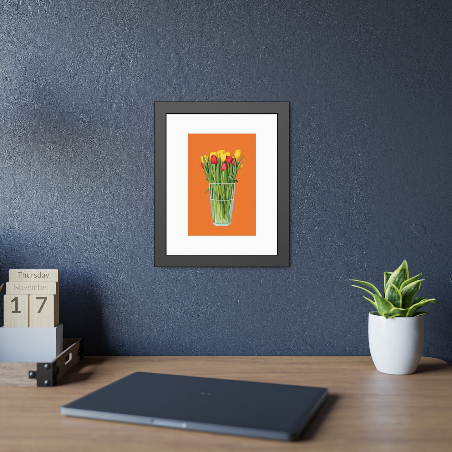 Framed Poster — Colorful Tulip Vase Wall Art (Spring Floral Print)