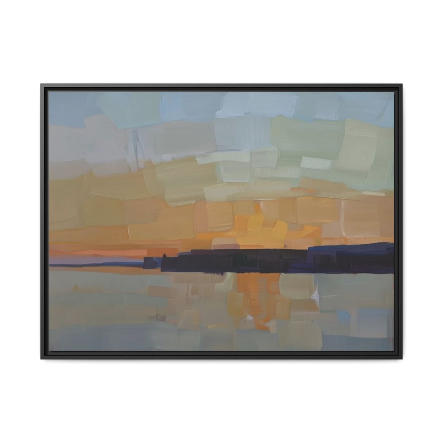 Framed Matte Canvas Sunset Abstract Landscape Art Print