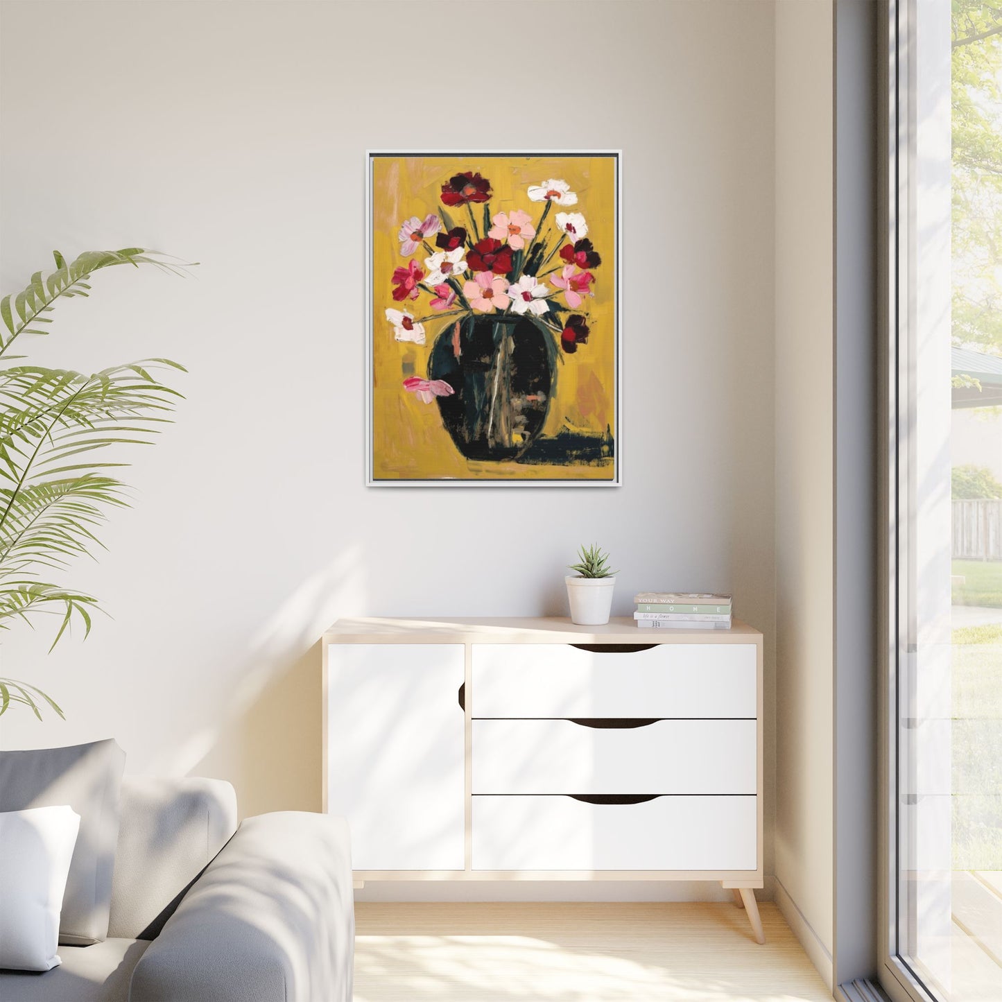 Framed Matte Canvas Floral Still Life Wall Art