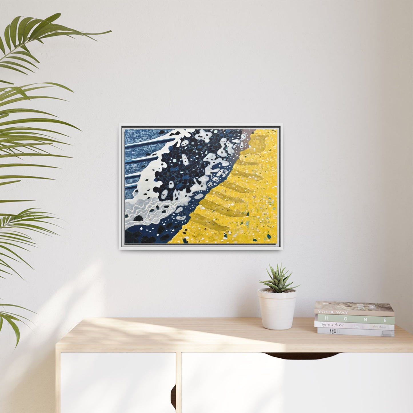 Framed Abstract Ocean & Sand Matte Canvas Print