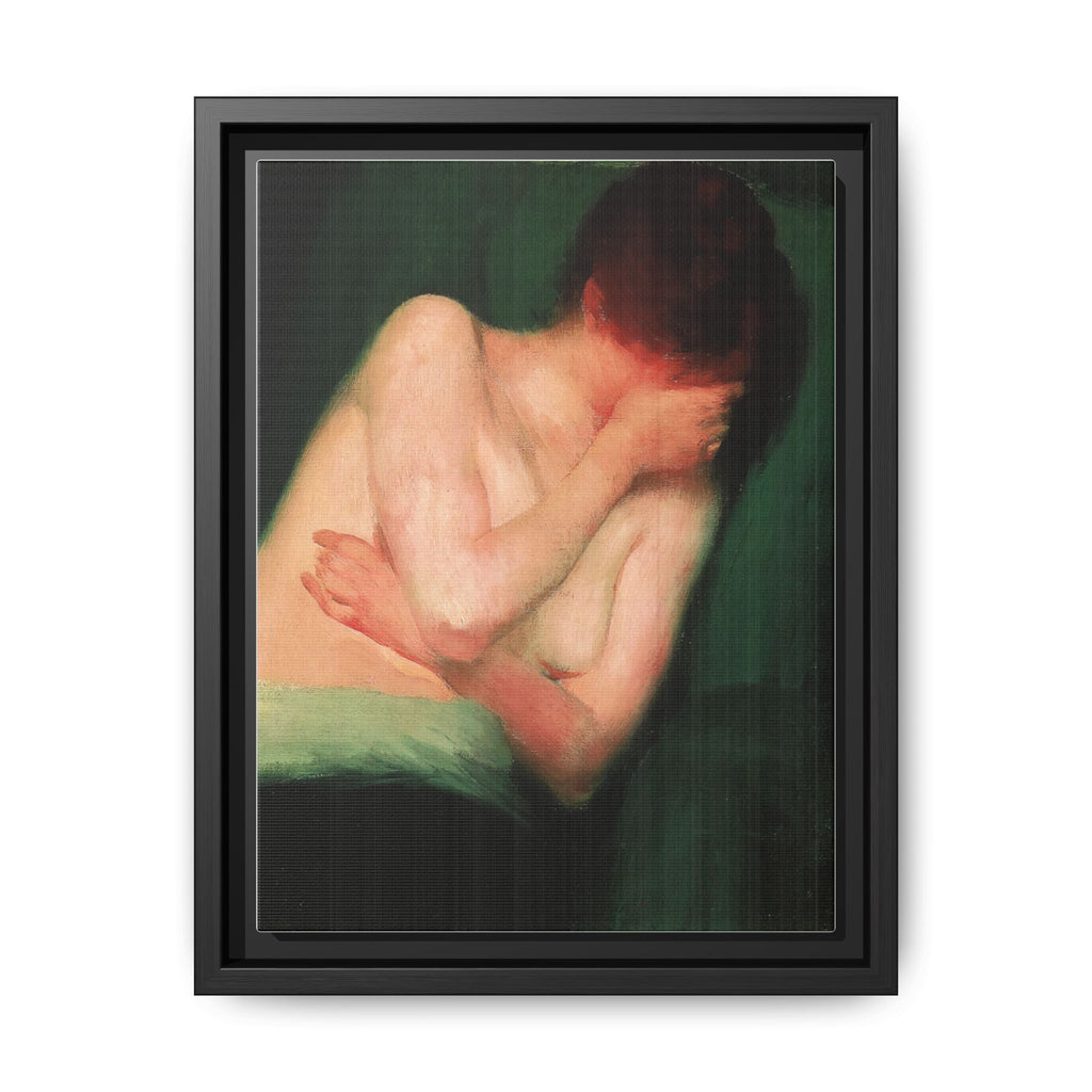 Female Nude by János Vaszary Framed Matte Canvas Wall Art Print