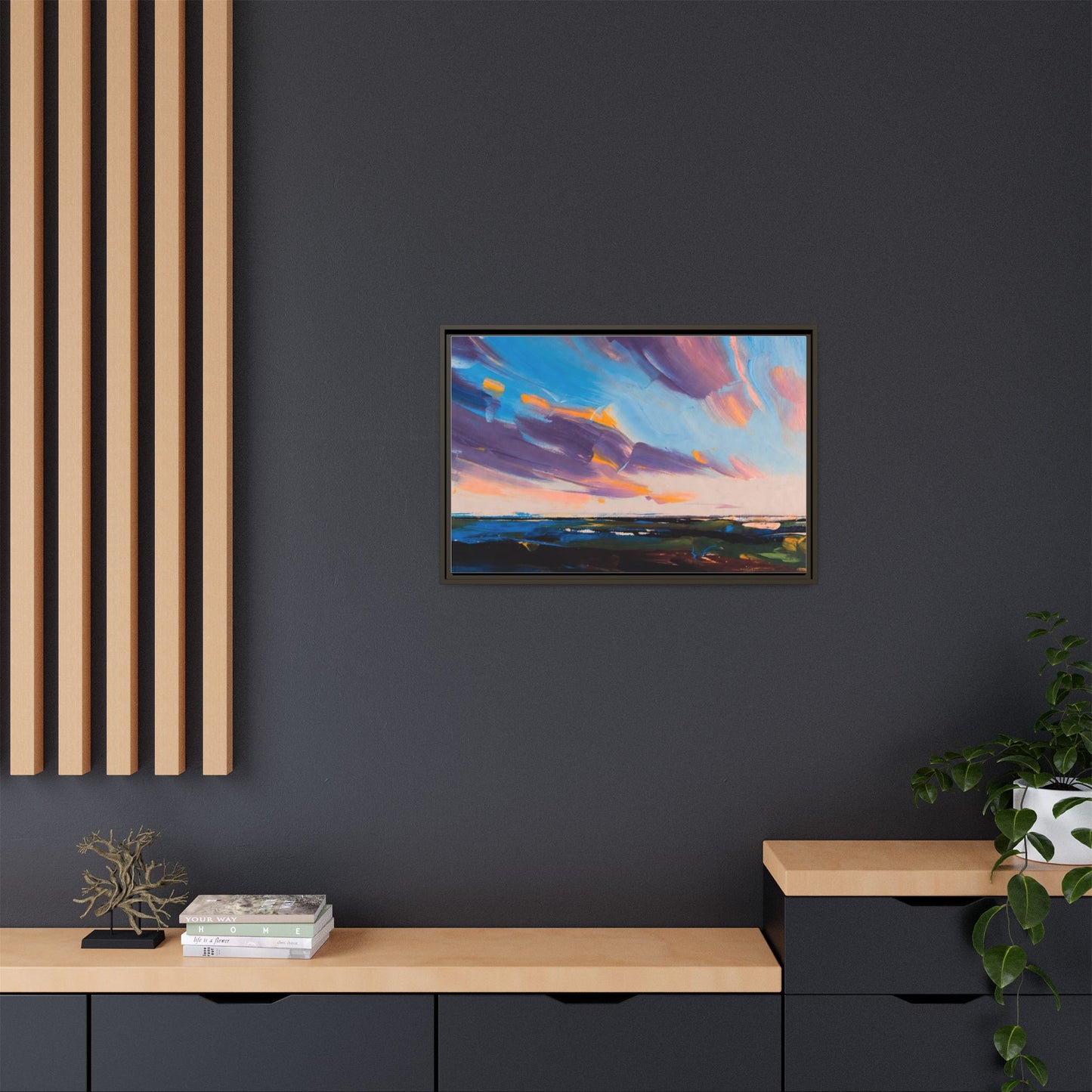 Framed Matte Canvas Abstract Seascape Sunset Art Print