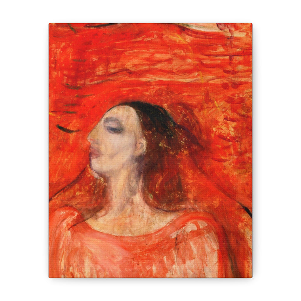 Woman's Head against a Red Background by Edvard Munch Matte Canvas Wall Art