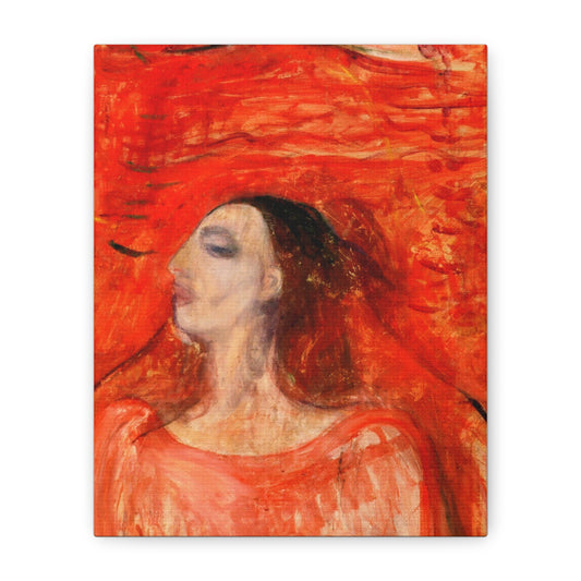 Woman's Head against a Red Background by Edvard Munch Matte Canvas Wall Art