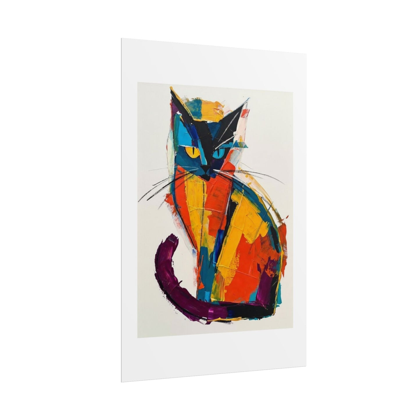 Colorful Abstract Cat Poster — Modern Rolled Art Print