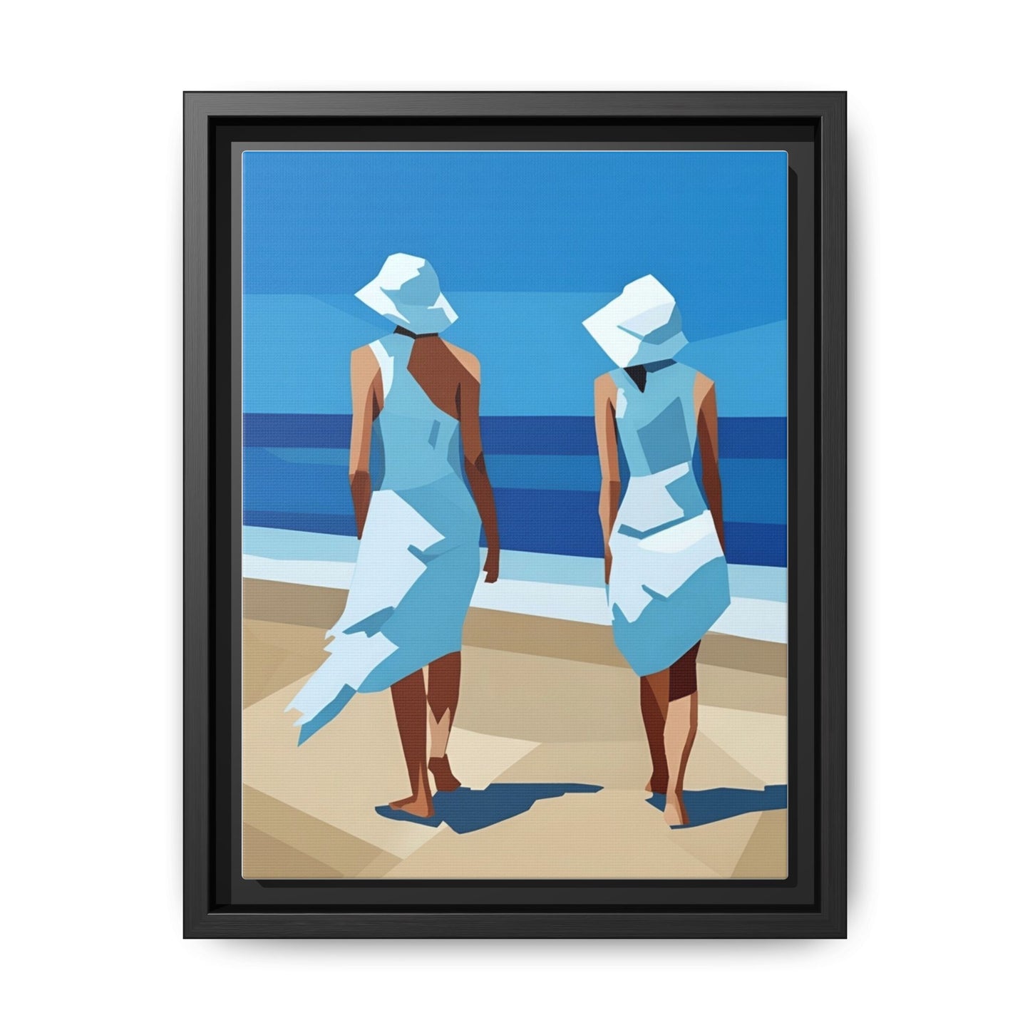 Seaside Stroll Matte Canvas Framed Print — Coastal Beach Art